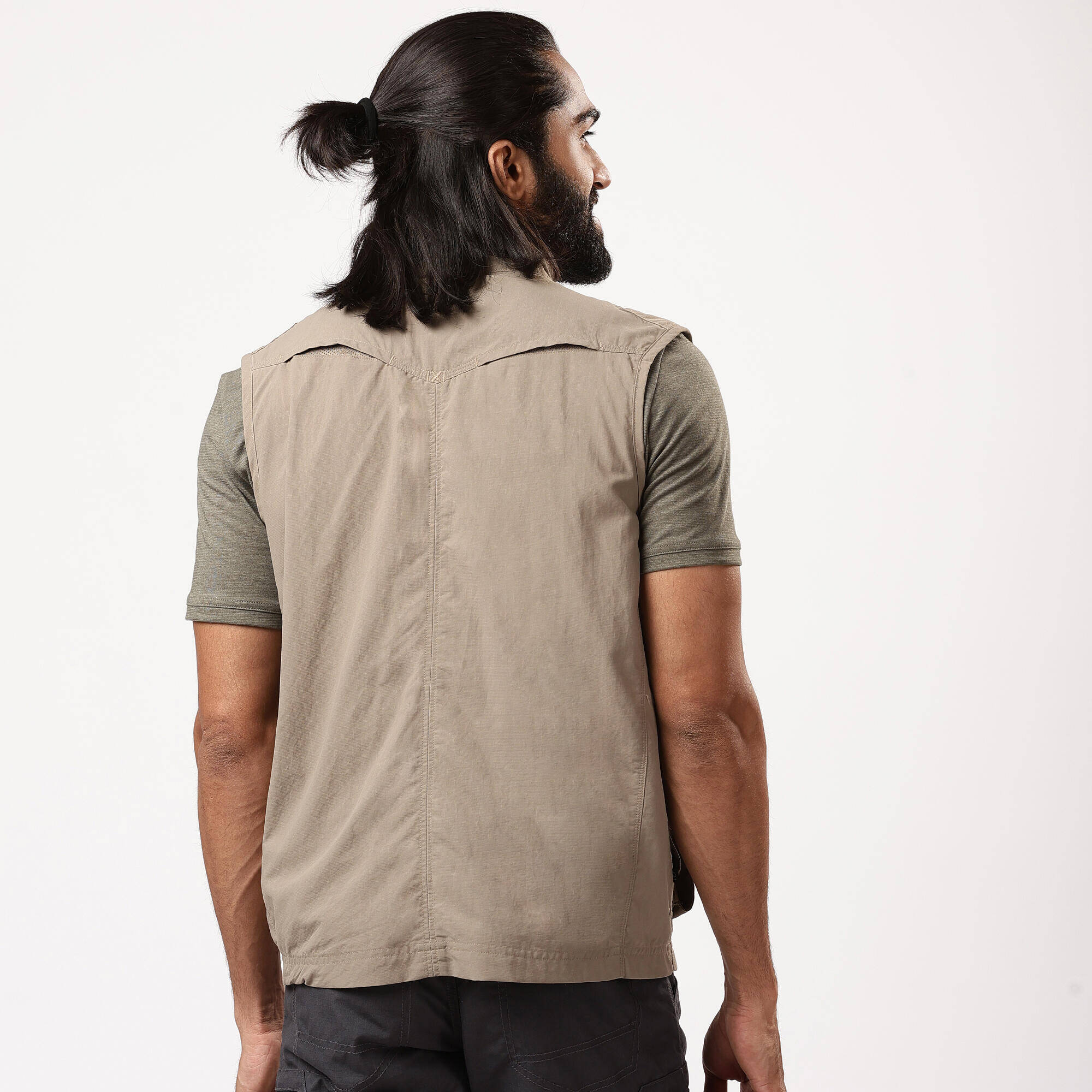 Men Multi-Pocket Vest Jacket Brown - Travel 100 -  3