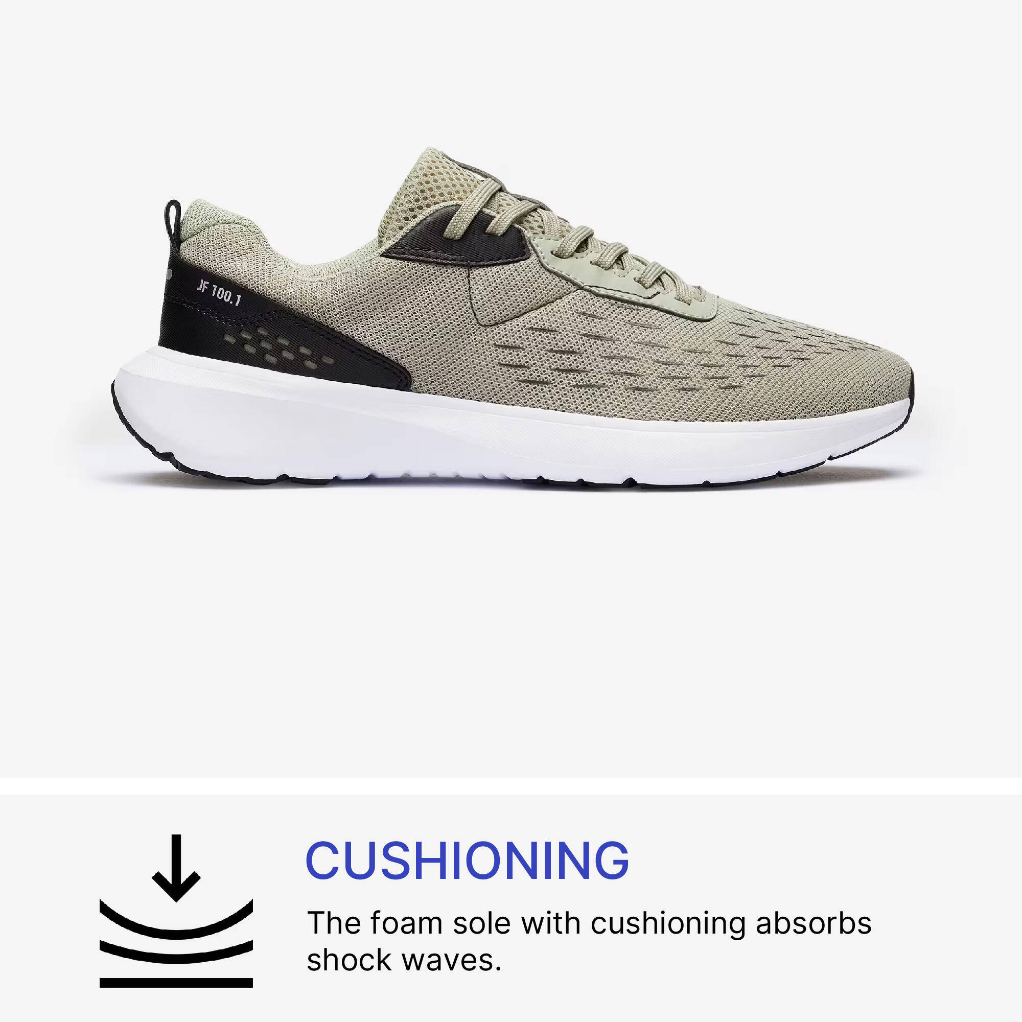 Men Running Shoes Superior Grip Cushioned Upto 10km/week, Jogflow100 -Sage Green -  2