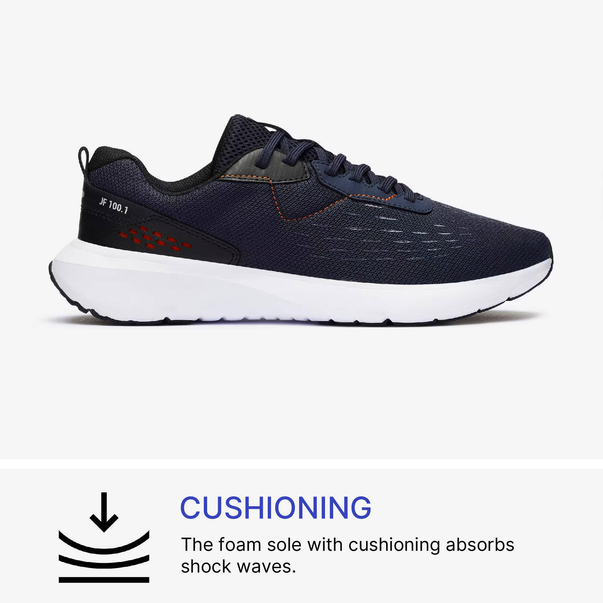 Men Running Shoes Superior Grip Cushioned Upto 10km/week, Jogflow100 - Navy Blue -  2