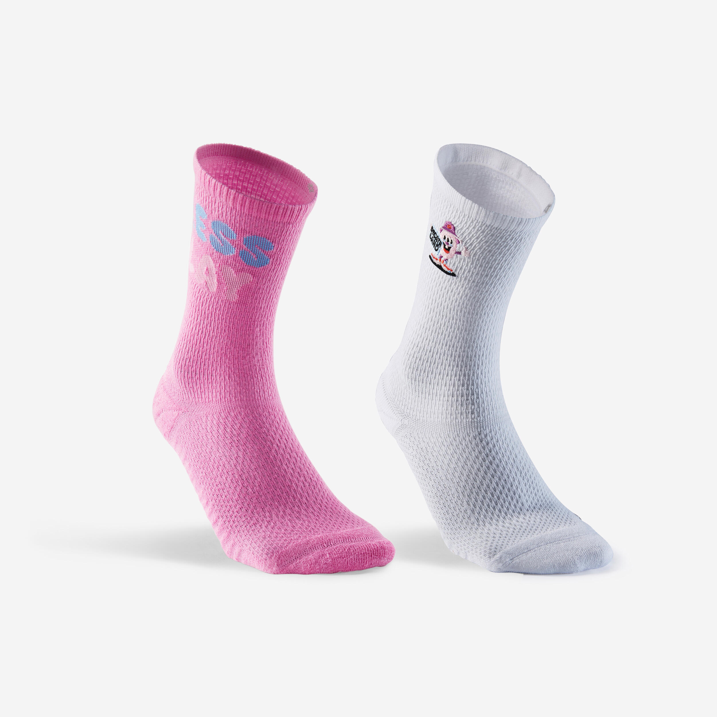 Chaussettes hautes DECATHLON x YEYE WELLER lot de 2 Rose Blanche Decathlon