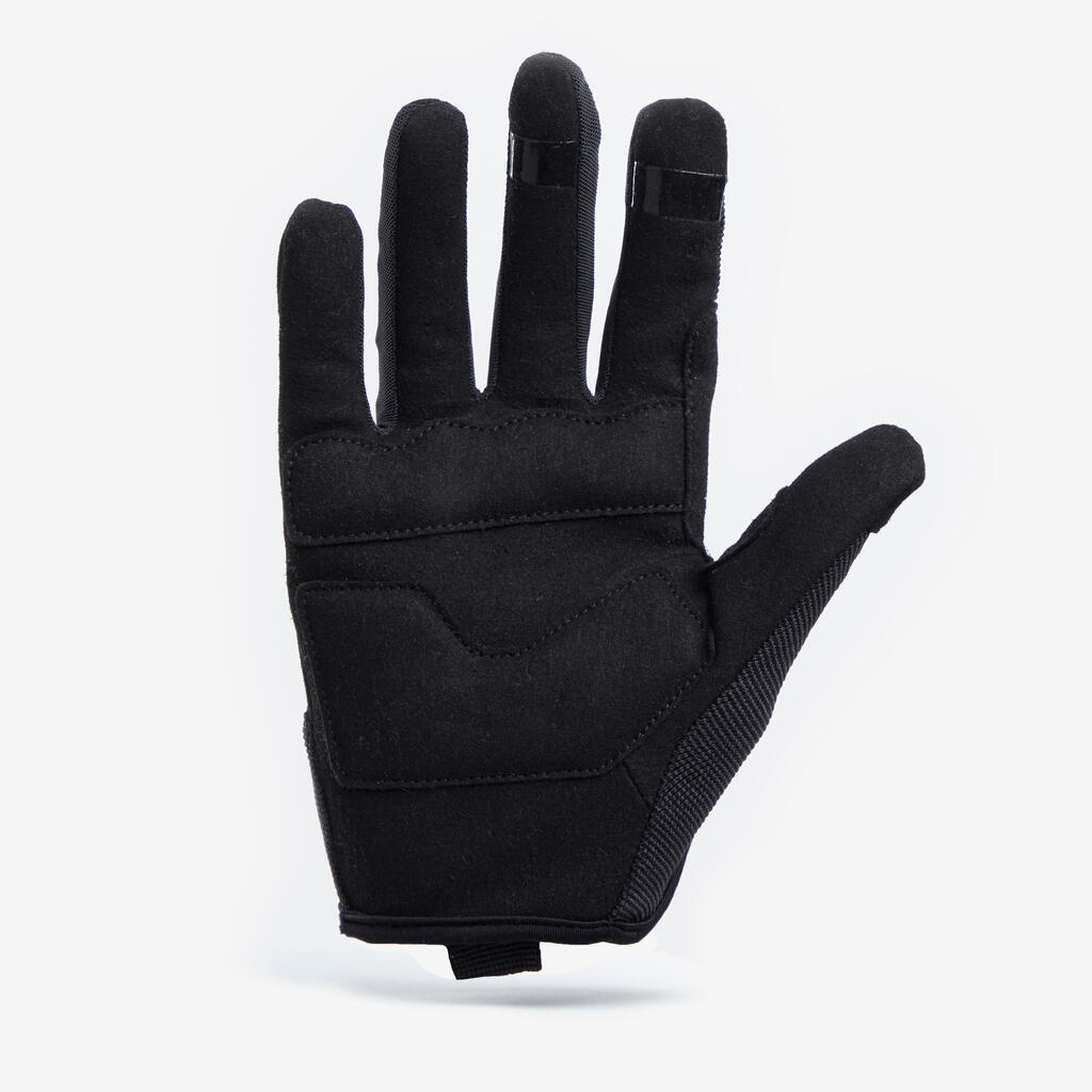 Kids' Cycling Long Summer Gloves Ages 8-14 - Black