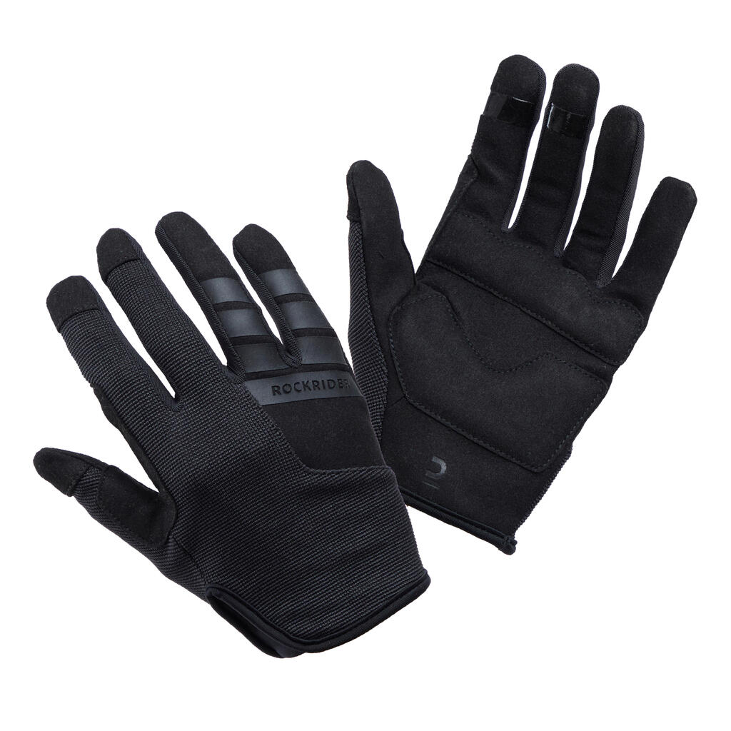 Kids' Cycling Long Summer Gloves Ages 8-14 - Black