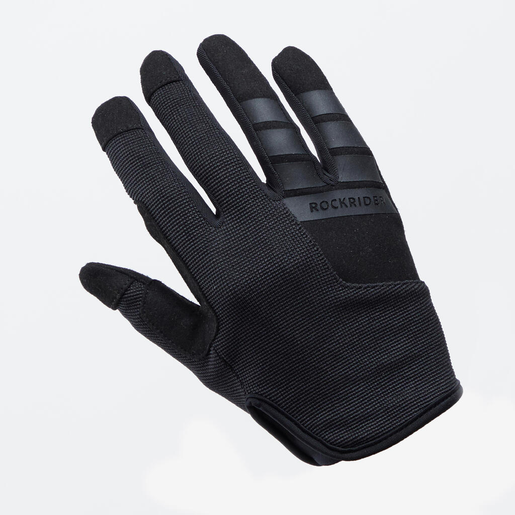 Kids' Cycling Long Summer Gloves Ages 8-14 - Black