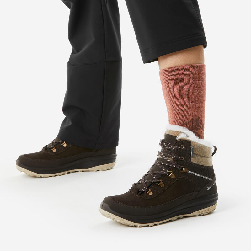 Yetişkin Outdoor Uzun/Termal Çorap - Kahverengi/Bej - 2 Çift - SH500 Mid