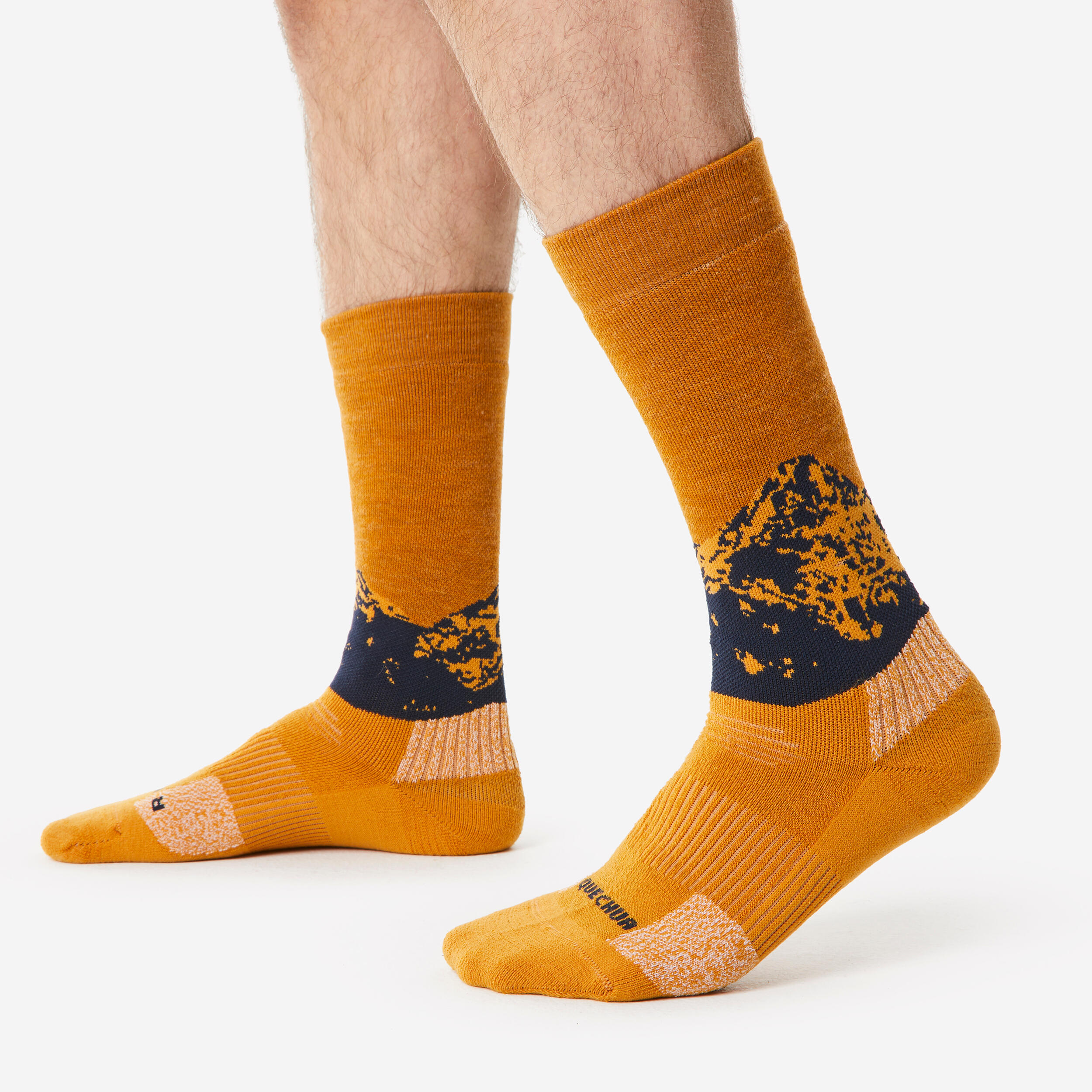 Chaussettes de randonnée chaudes, SH500 Mid bleu marron 7/7