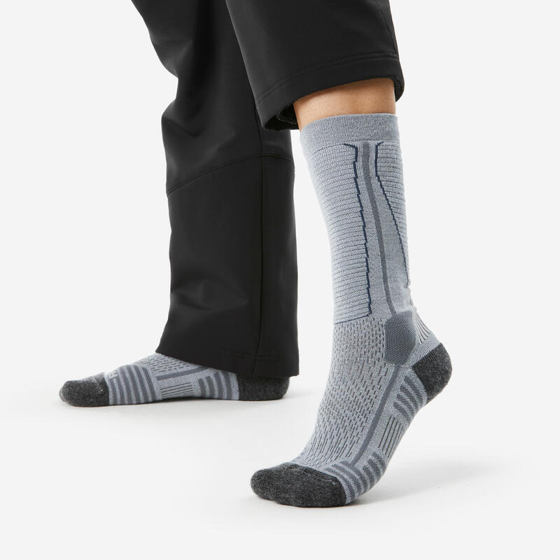 Chaussettes de randonnée chaudes, SH500 Mountain Mid gris