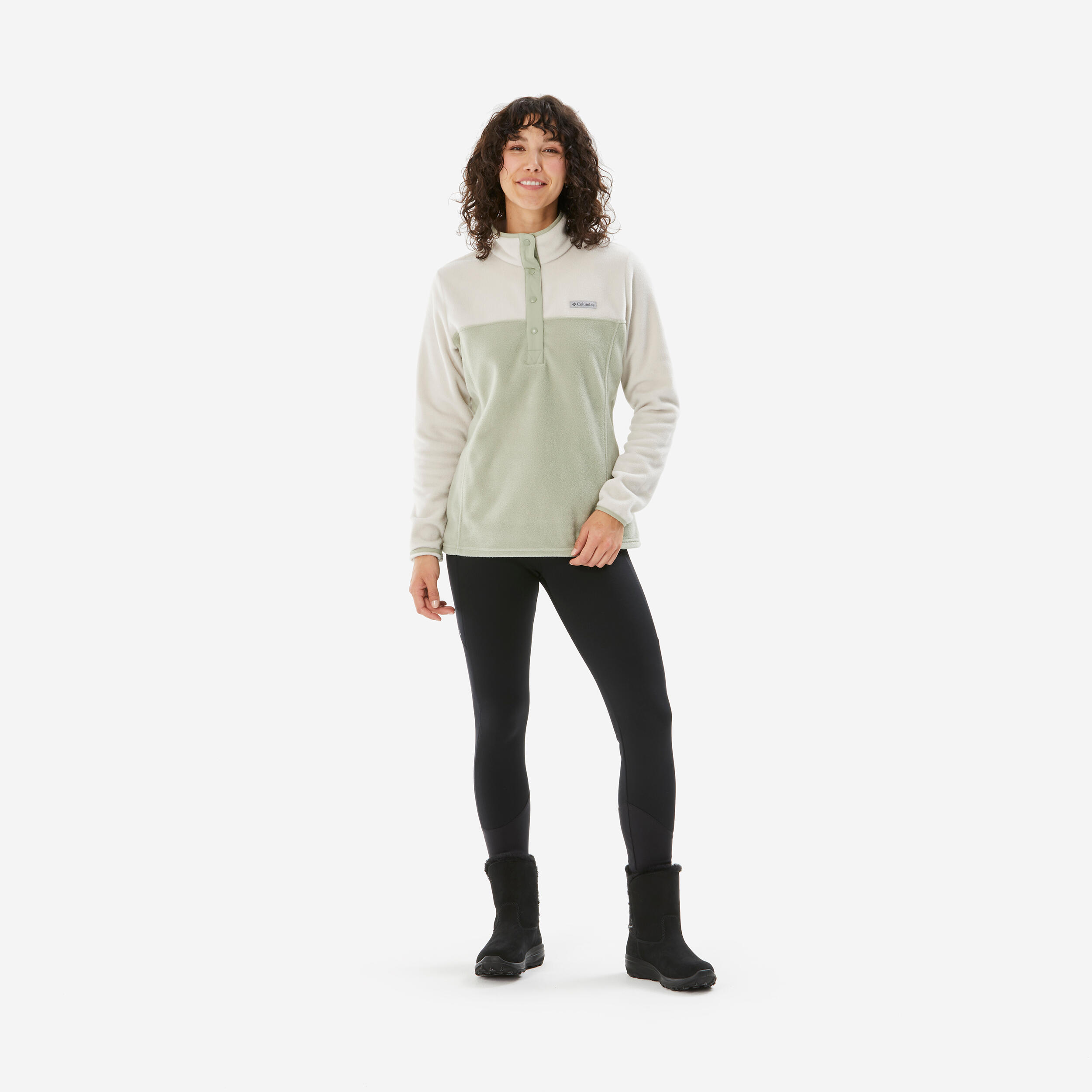 Veste Polaire de randonnée montagne femme, Columbia Benton beige 3/4