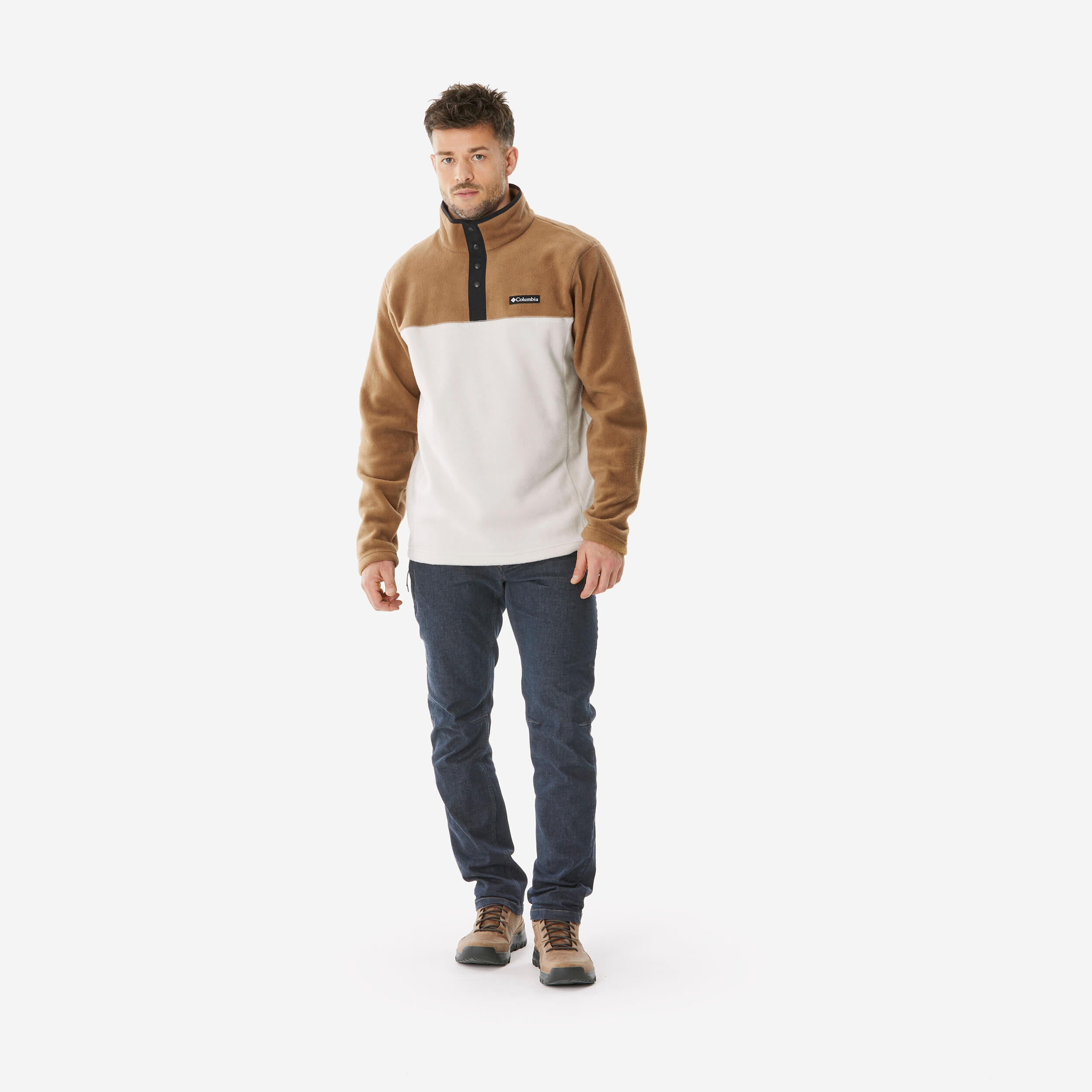 Polaire de randonnée montagne homme, Columbia Steens marron 3/4