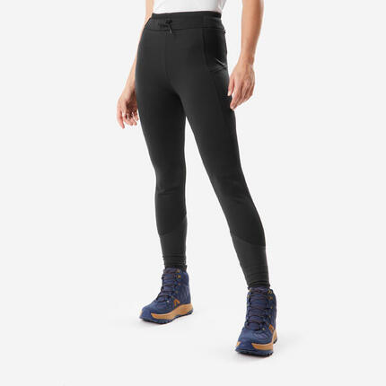 Leggings Damen warm wasserabweisend Wandern - NH500 schwarz