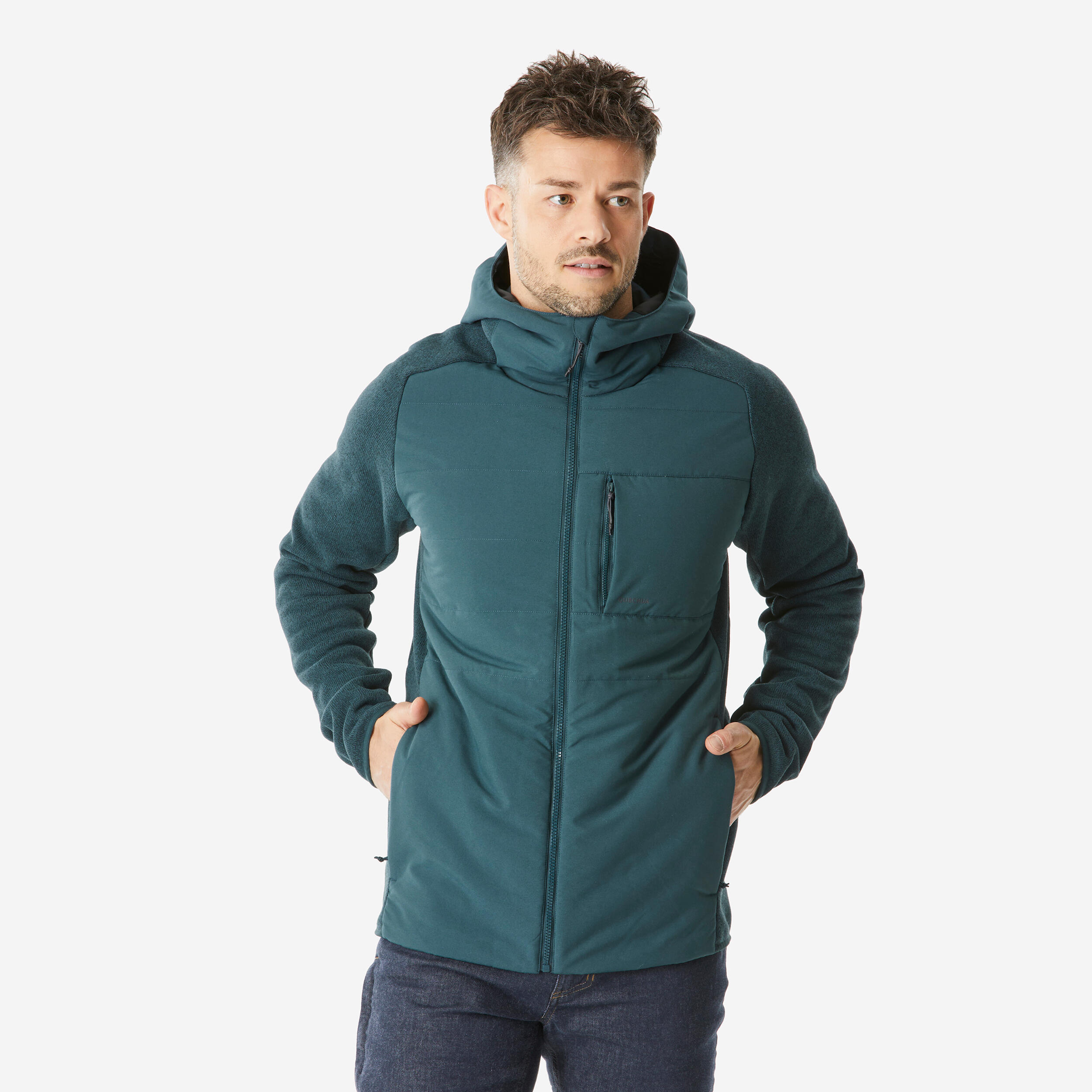 Sudadera de senderismo verde para hombre NH500 Hybride 5/6