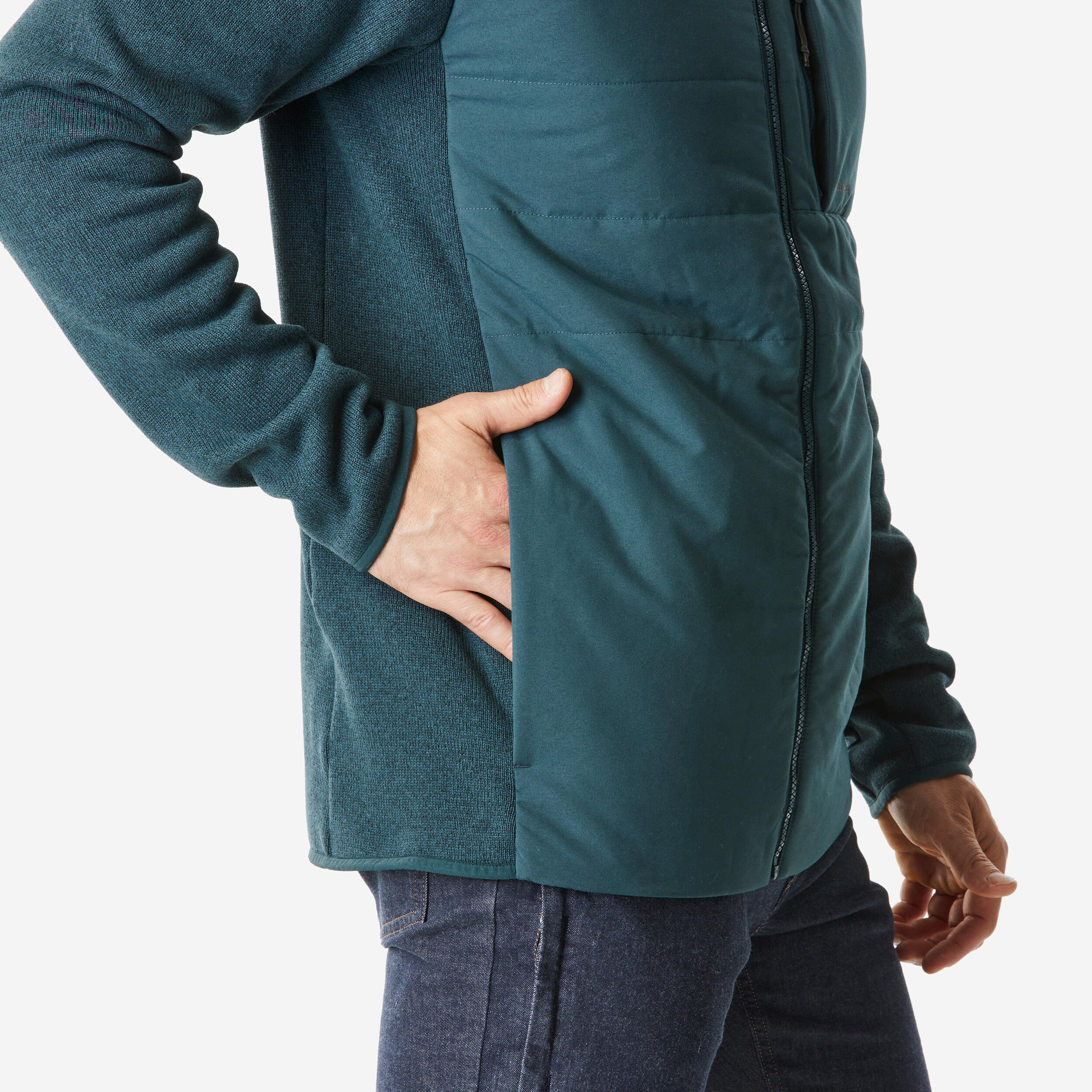 Sudadera de senderismo verde para hombre NH500 Hybride 6/6
