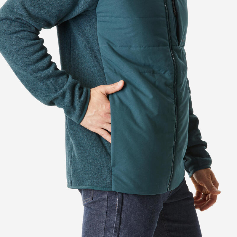 Sweatshirt de randonnée homme, NH500 Hybride vert