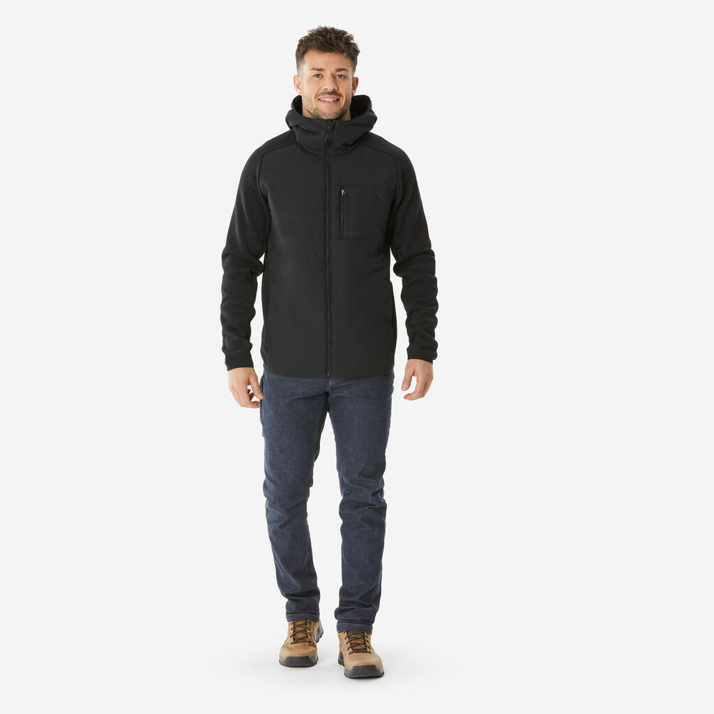 Sweatshirt de randonnée homme, NH500 Hybride vert