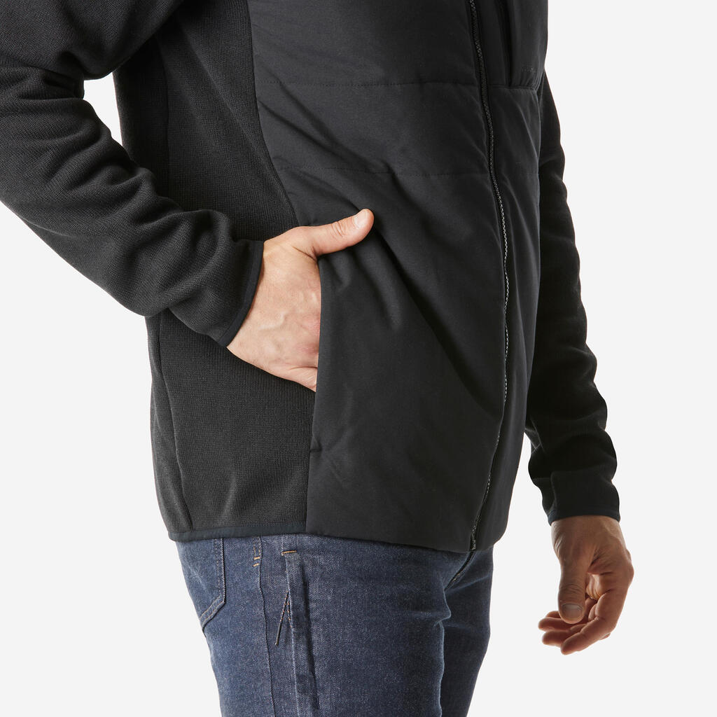 Sweatshirt de randonnée homme, NH500 Hybride vert