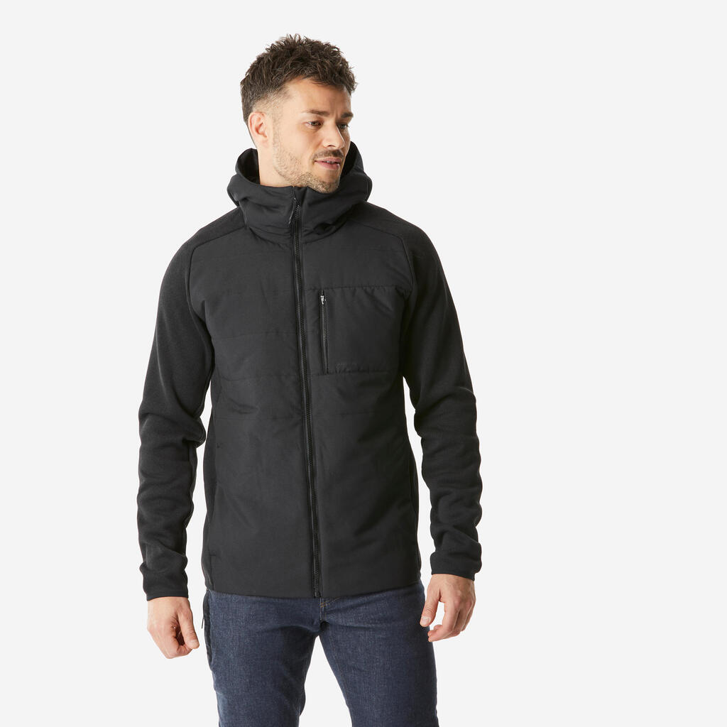Sweatshirt de randonnée homme, NH500 Hybride vert