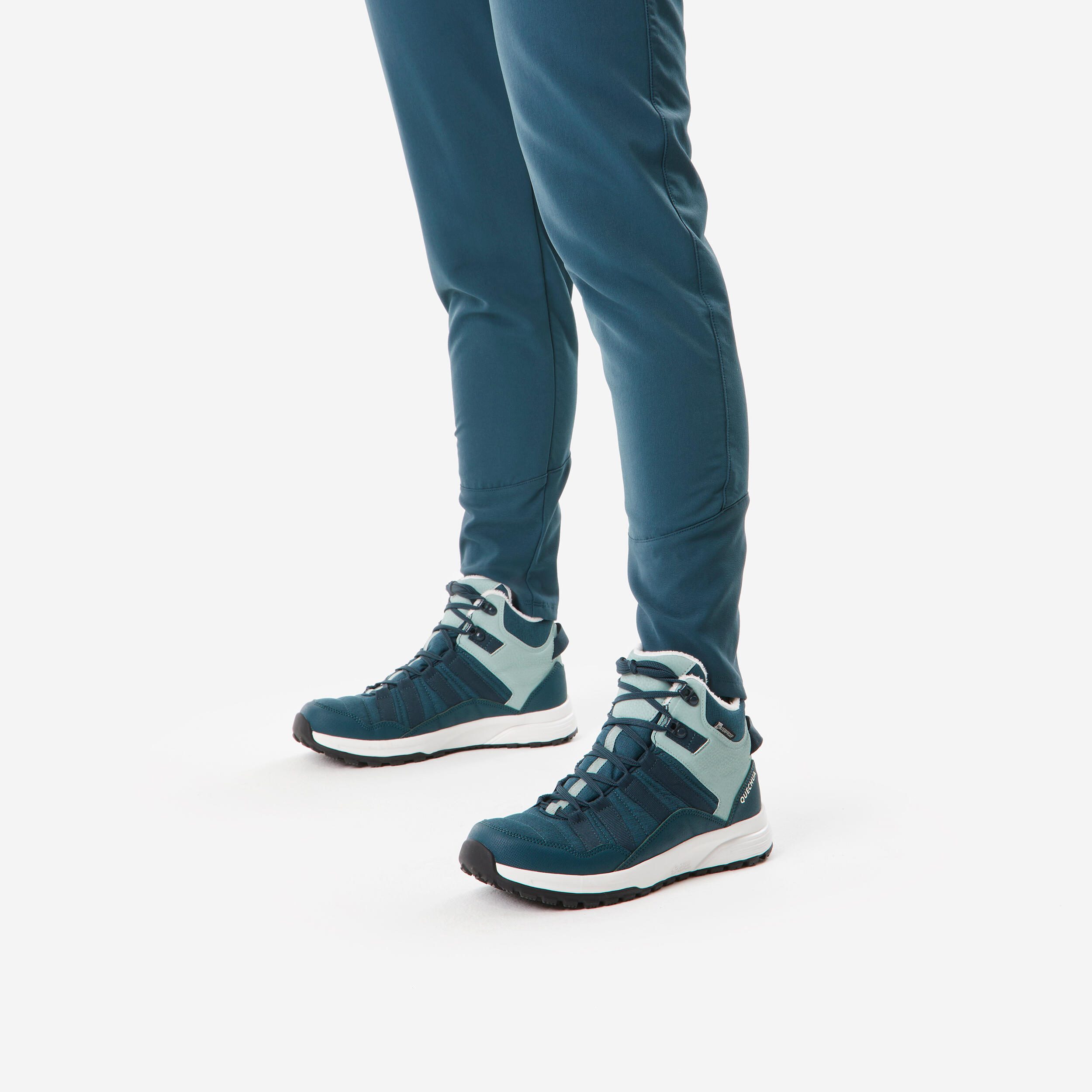 Women’s warm water-repellent hiking trousers, NH500 - Green