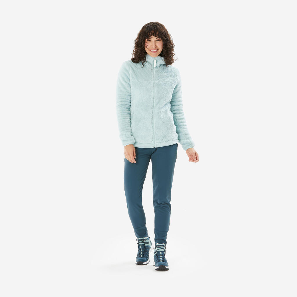 Pantalone za planinarenje NH500 vodoodbojne tople ženske - zelene