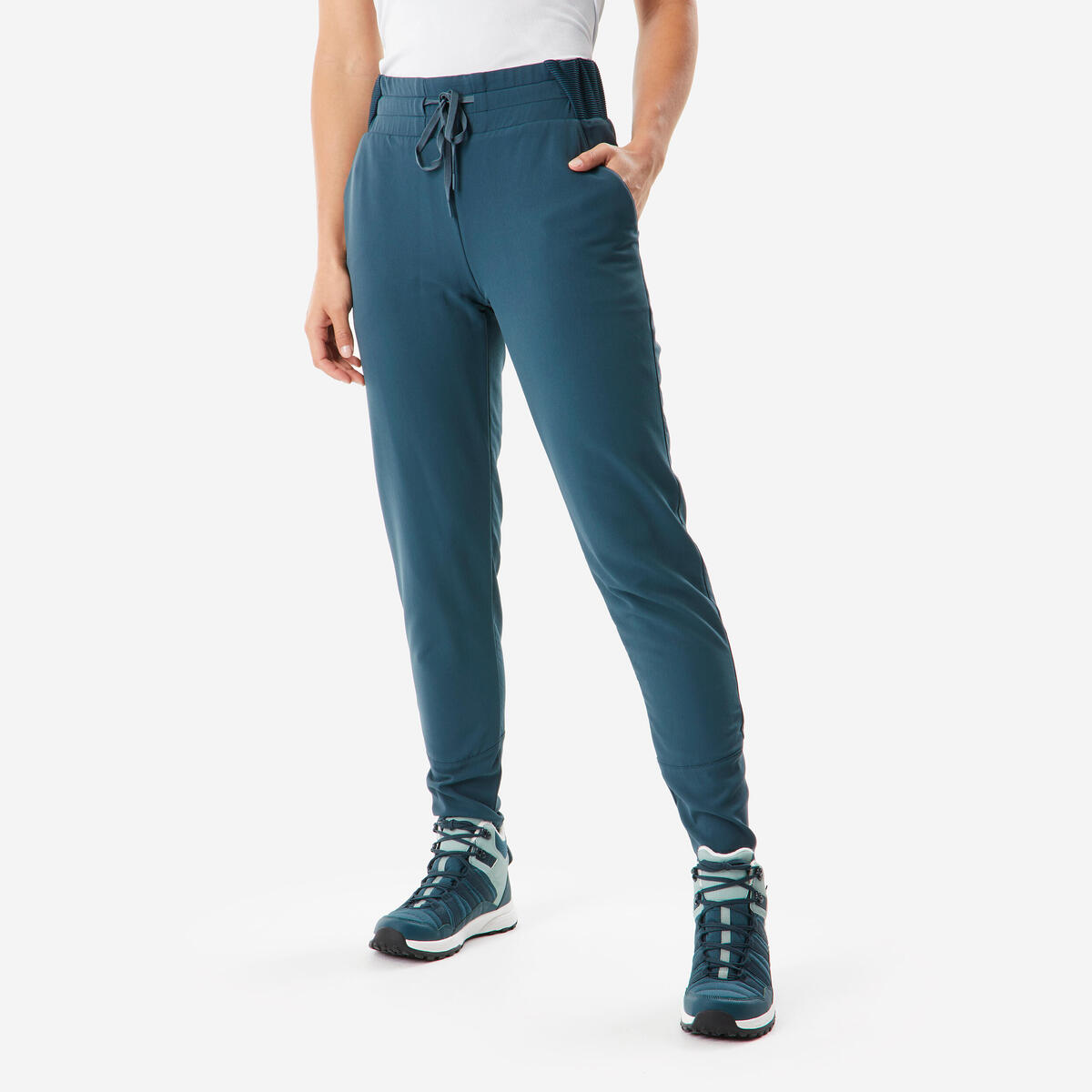 Pantalon de randonnée chaud déperlant femme, NH500 vert
