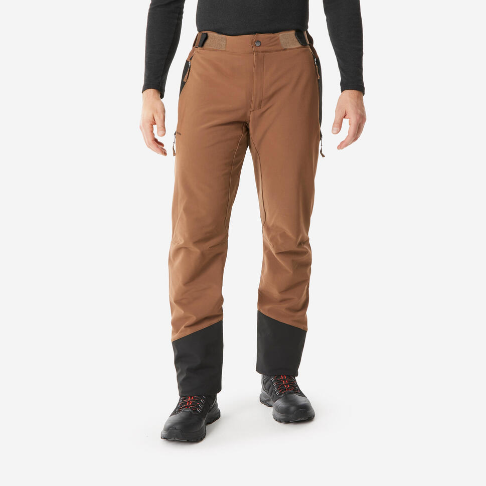 Pantalon de randonnée chaud et déperlant homme, SH500 marron