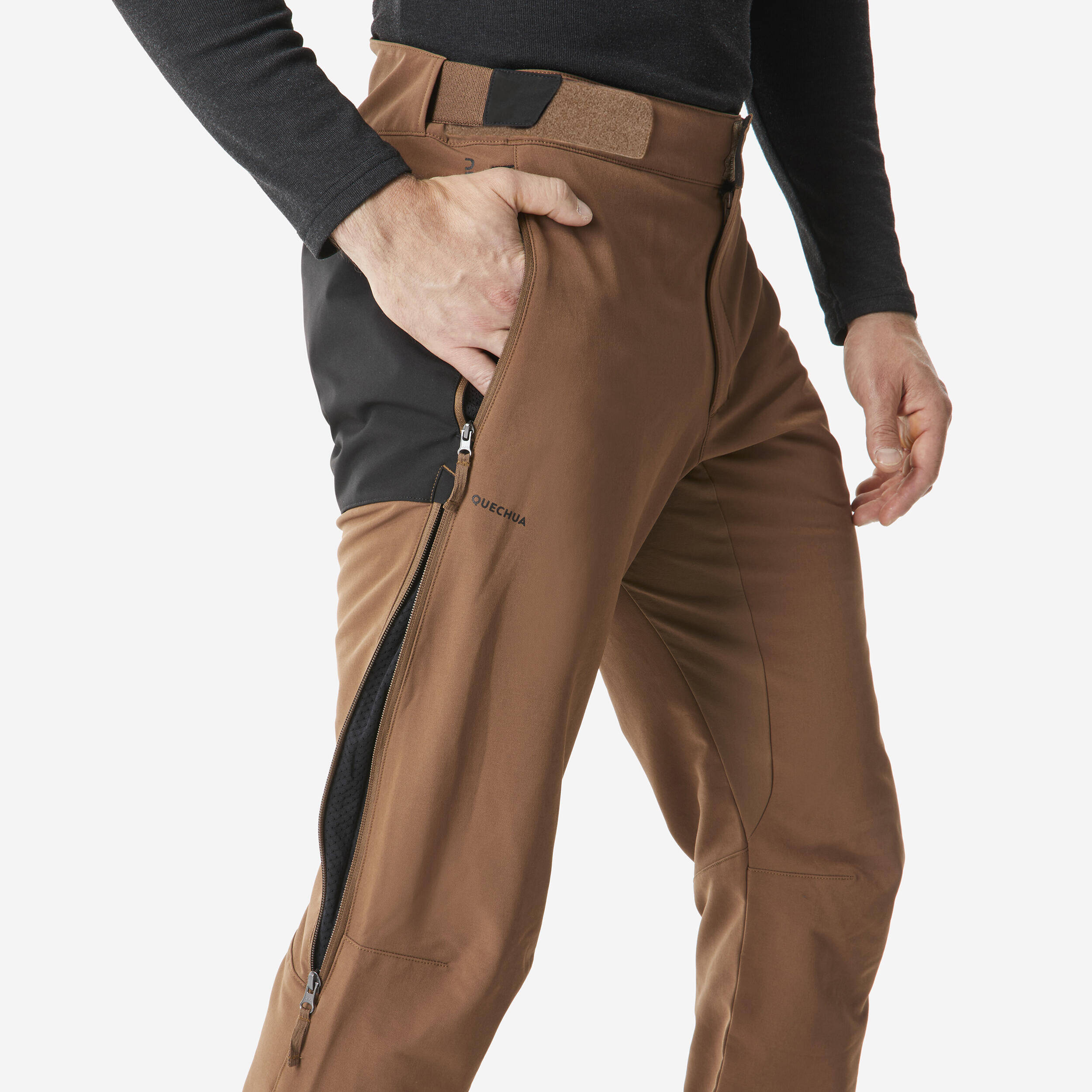 Men’s warm and water-repellent hiking trousers, SH500 - Brown -  3