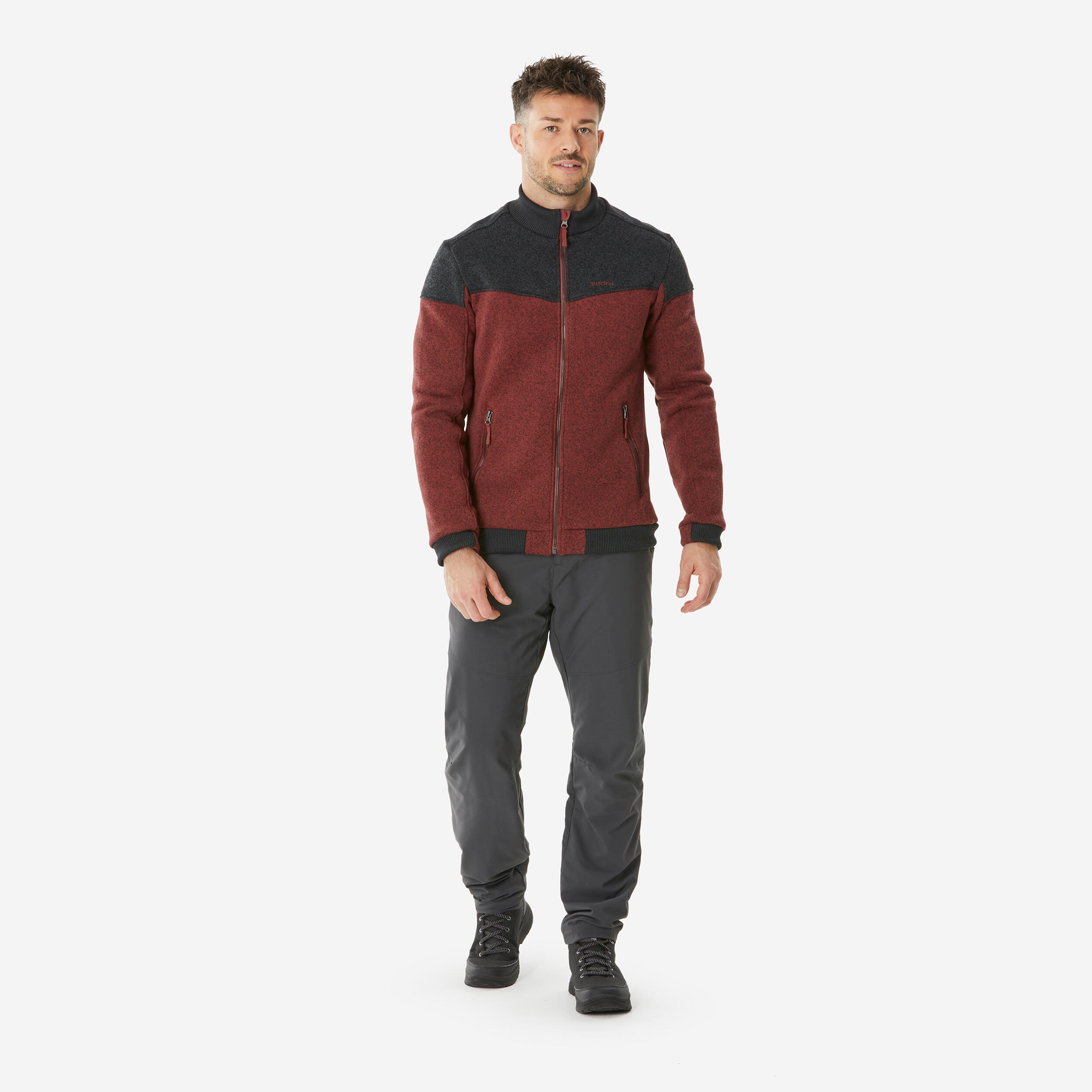 Men’s warm hiking fleece jacket, NH100 - Brown 2/4