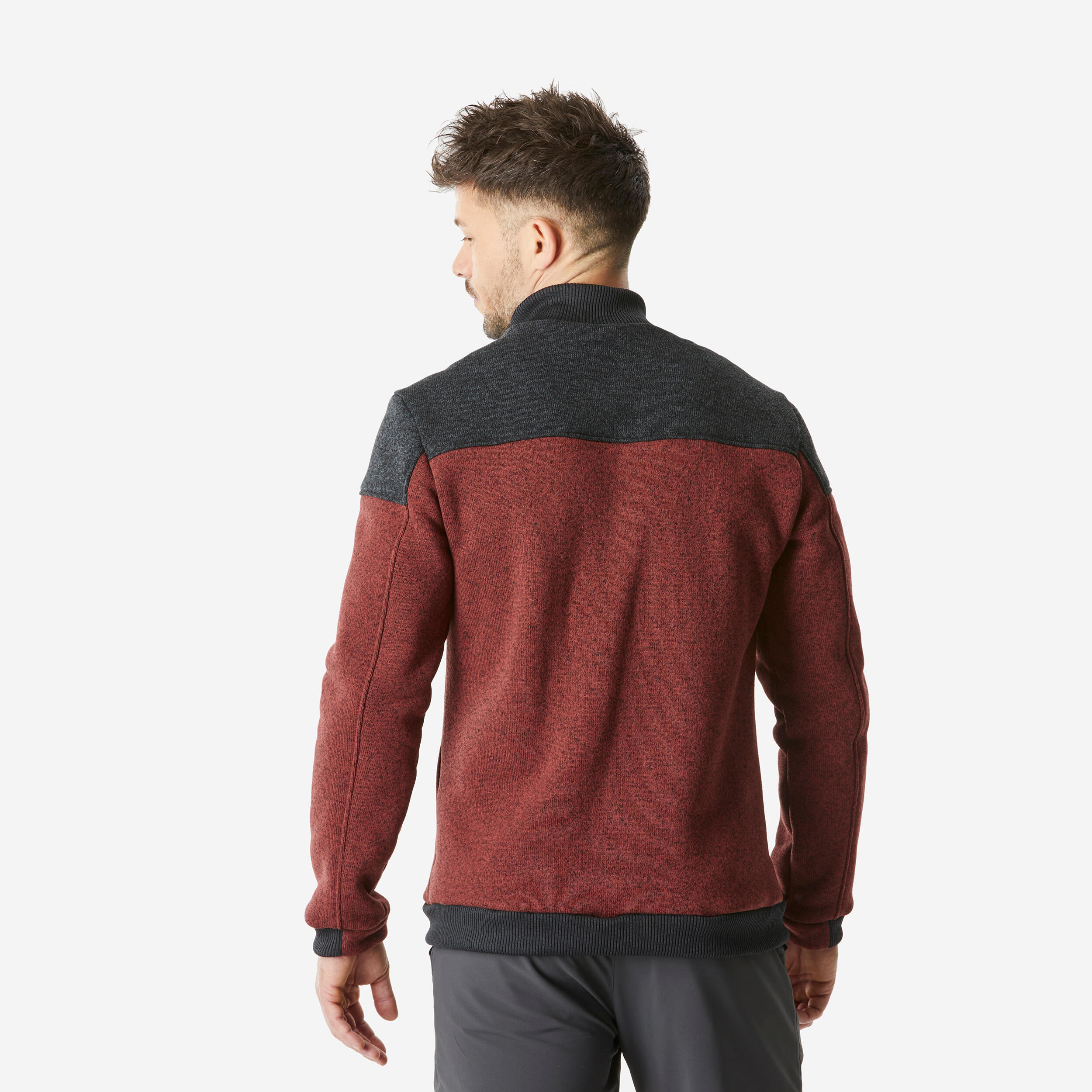 Men’s warm hiking fleece jacket, NH100 - Brown 3/4