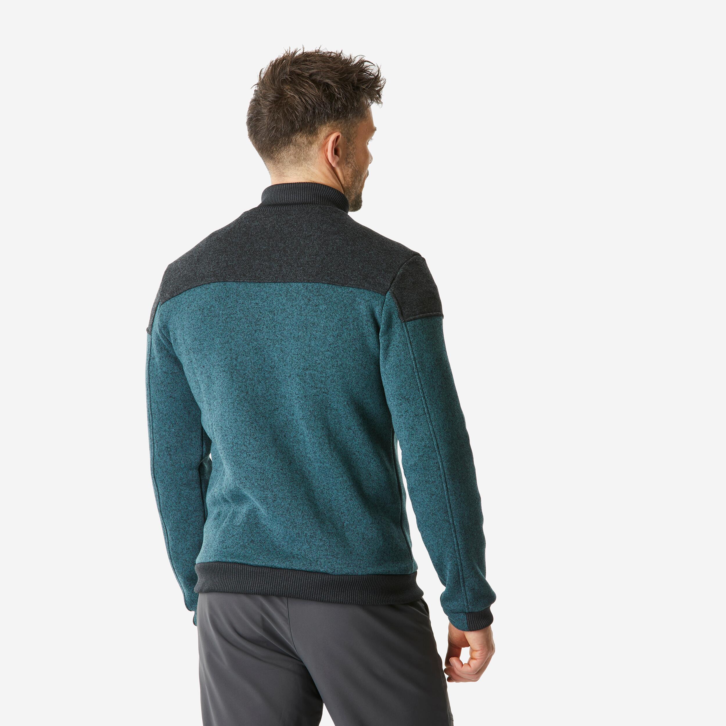 Men’s warm hiking fleece jacket, NH100 - Green 3/4