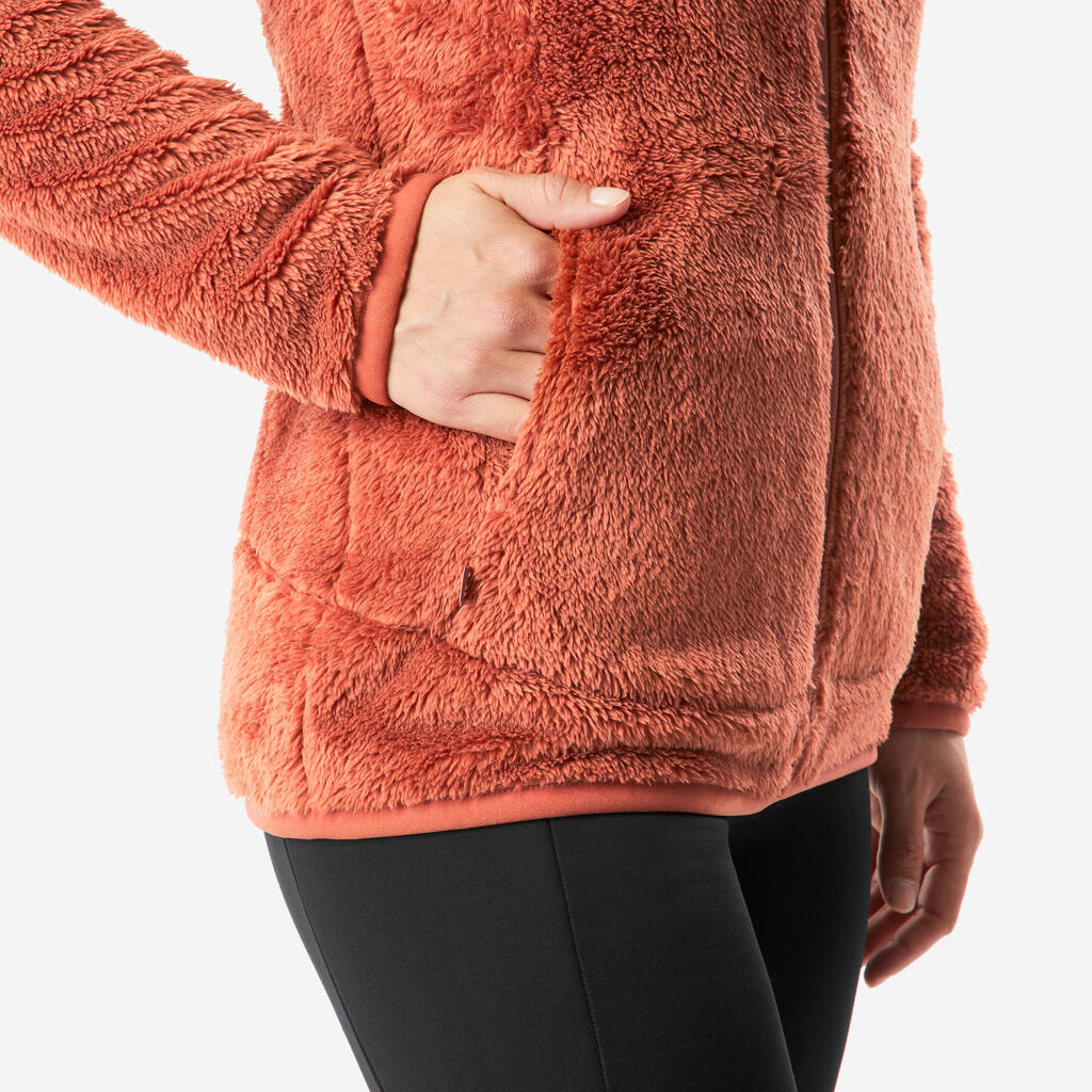 Women’s warm hiking fleece jacket, NH500 - Brown