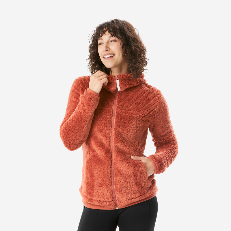 Polaire de randonnée chaude femme, NH500 marron pour les clubs et