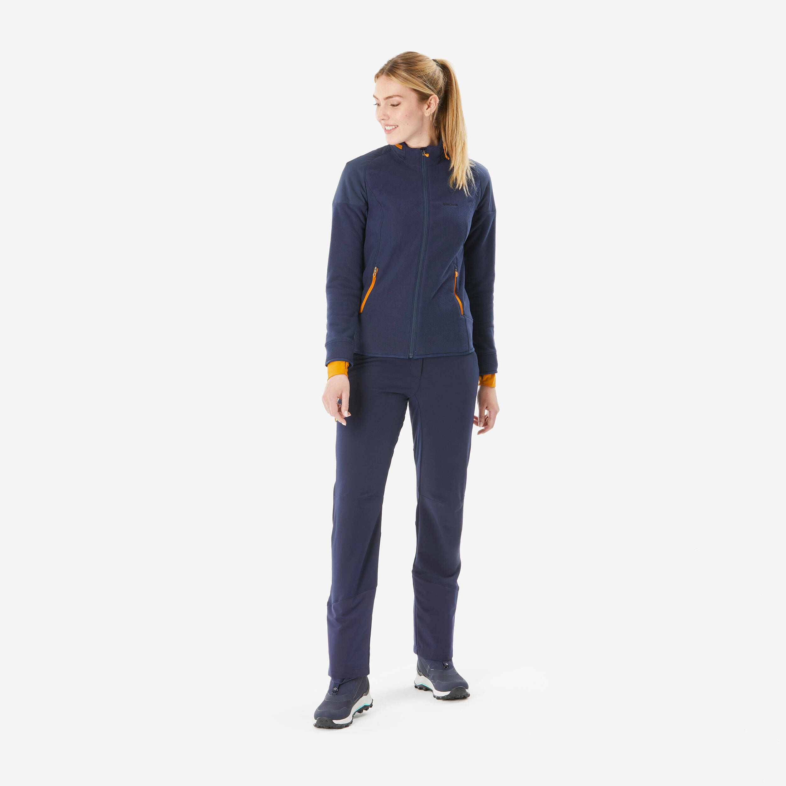 Women’s warm hiking fleece jacket, MH500 Mountain - Blue -  2