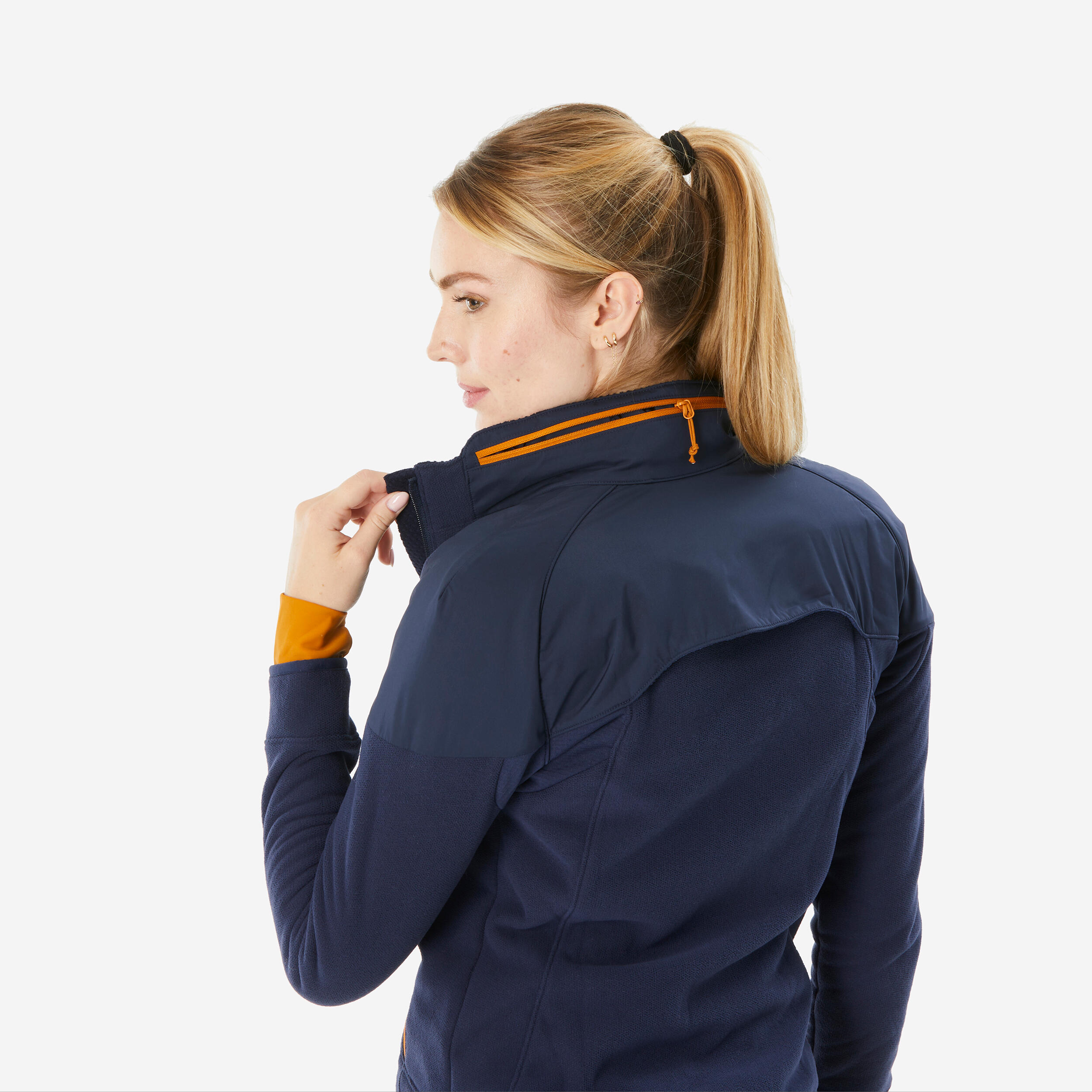 Women’s warm hiking fleece jacket, MH500 Mountain - Blue