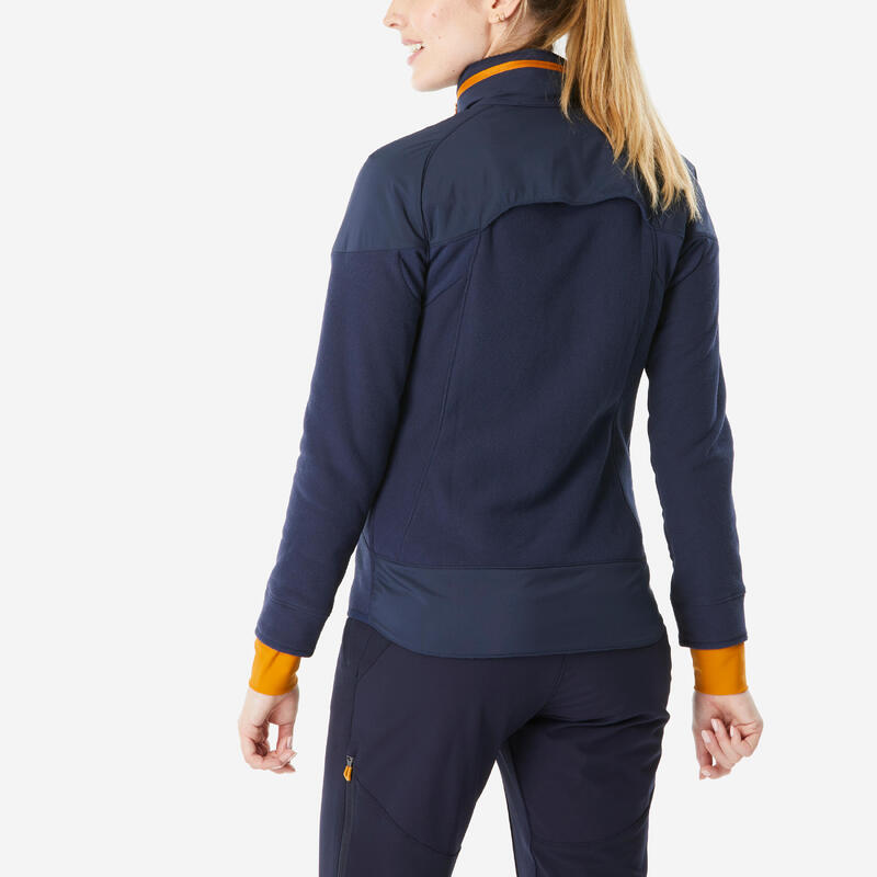 Polaire de randonnée chaude femme, MH500 Mountain bleu
