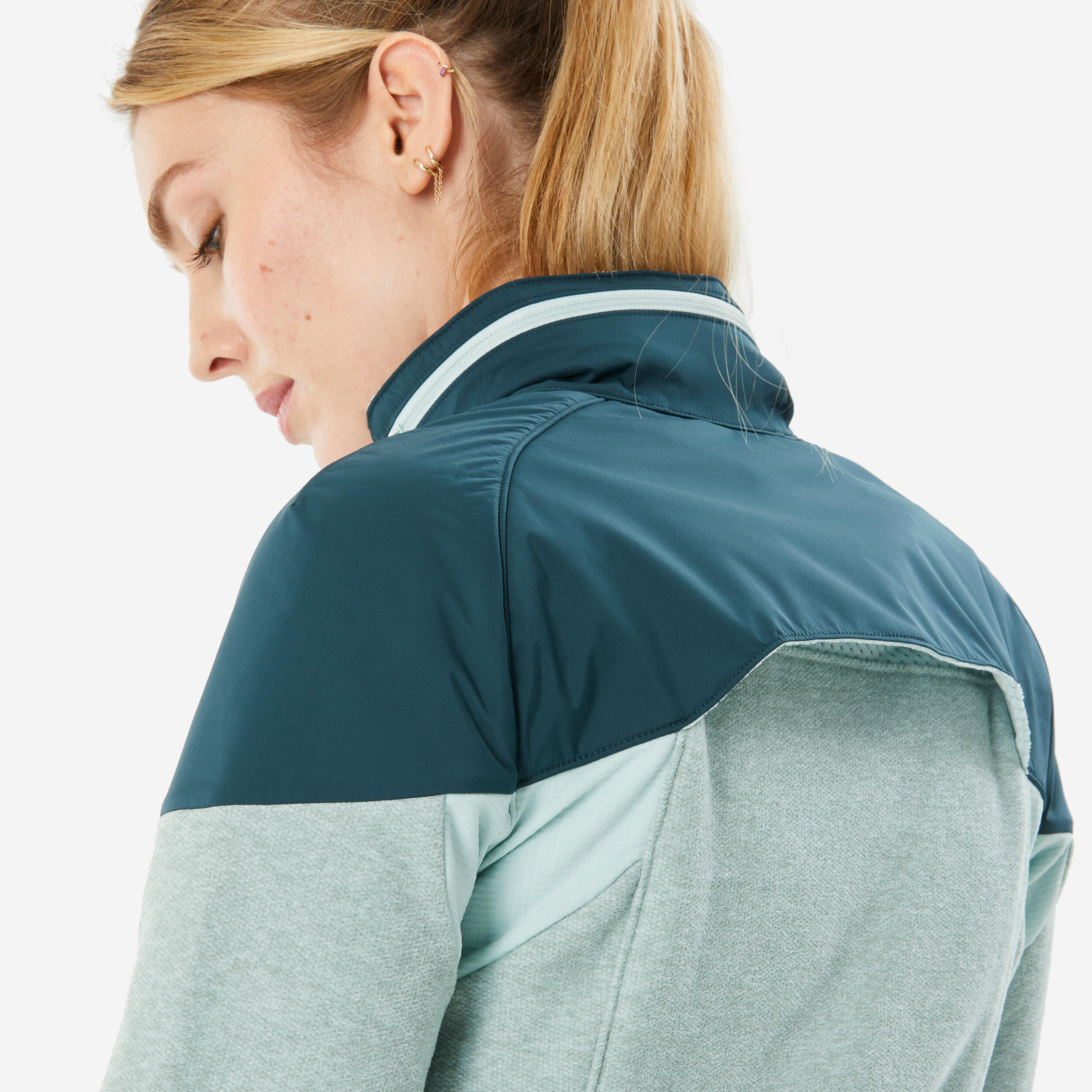 Chaqueta polar cálida de senderismo para mujer, MH500 Mountain verde