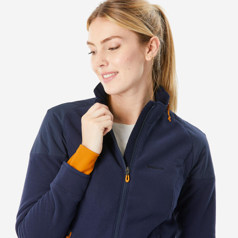 Polaire de randonnée chaude femme, MH500 Mountain bleu