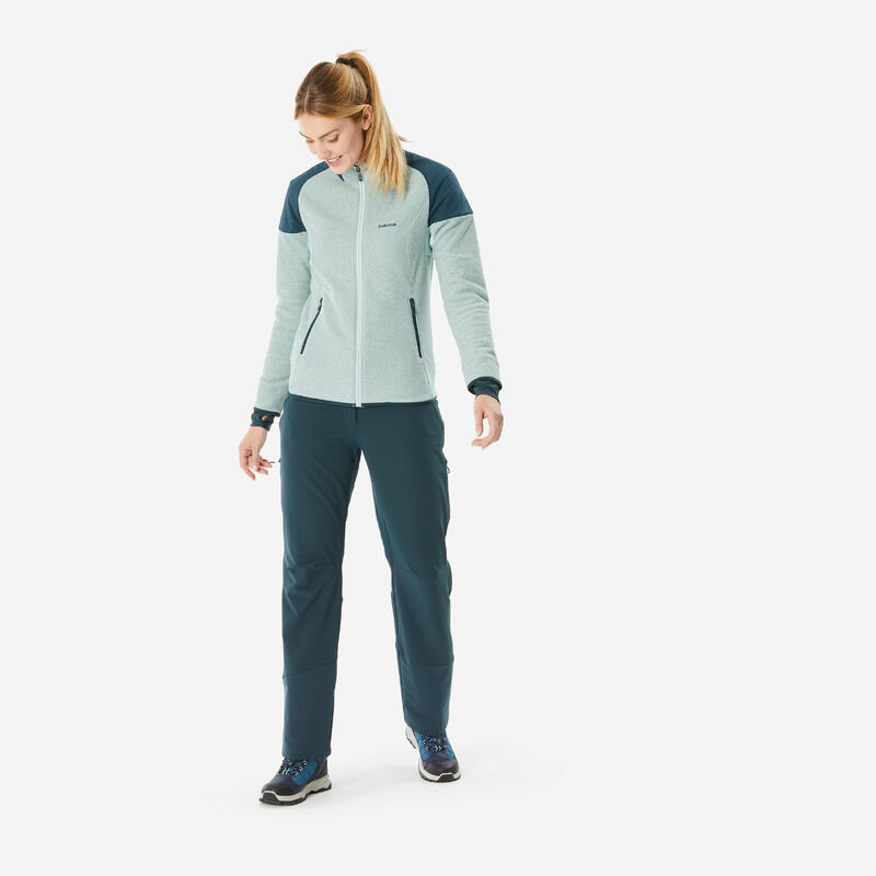 Pantalon de drumeție călduros hidrofob SH500 VENTIL verde, damă