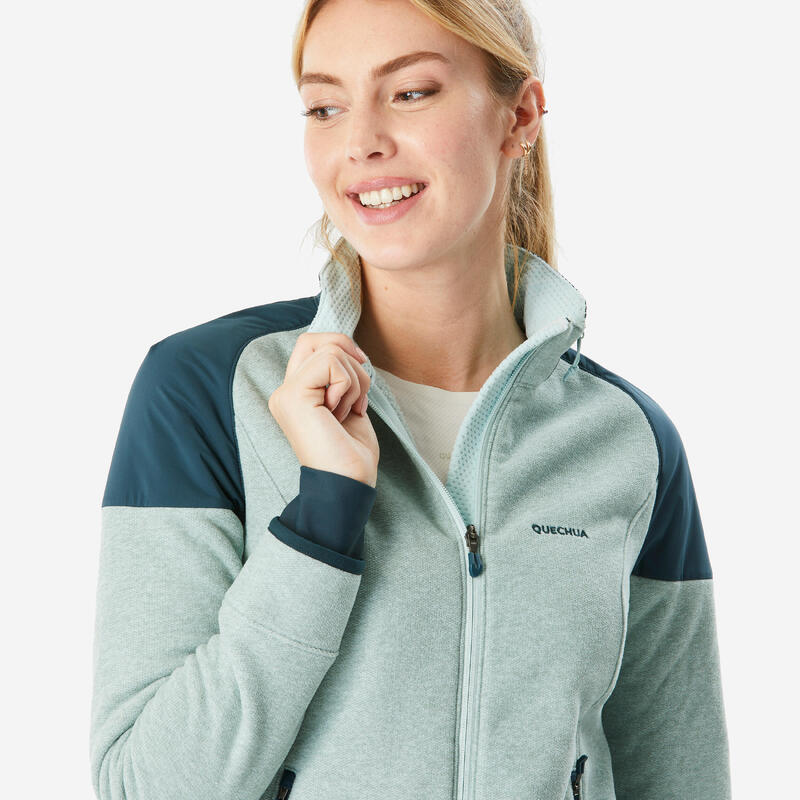 Polaire de randonnée chaude femme, MH500 Mountain vert