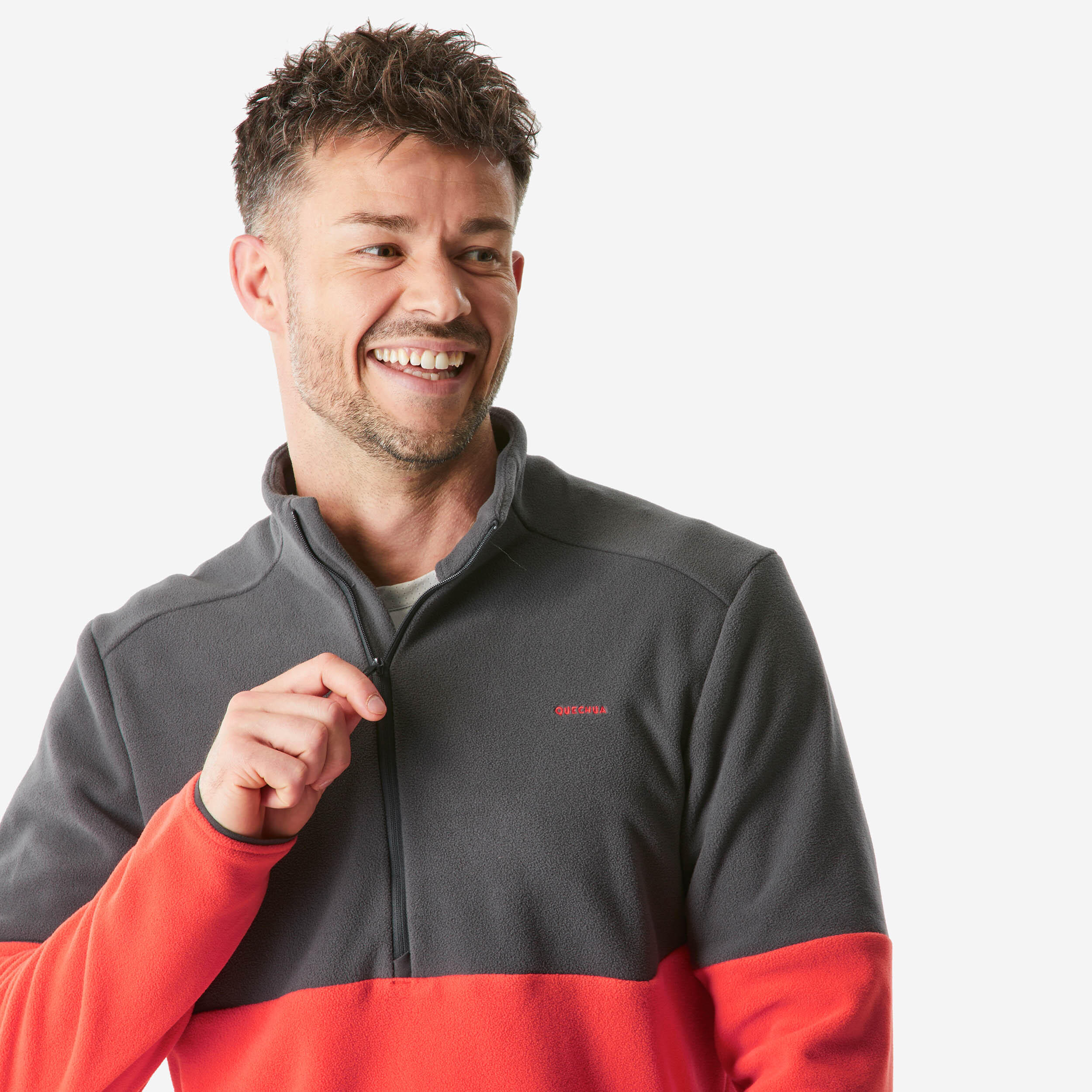 Men's Mountain Walking Half-zip Fleece MH500 - Red 9/9