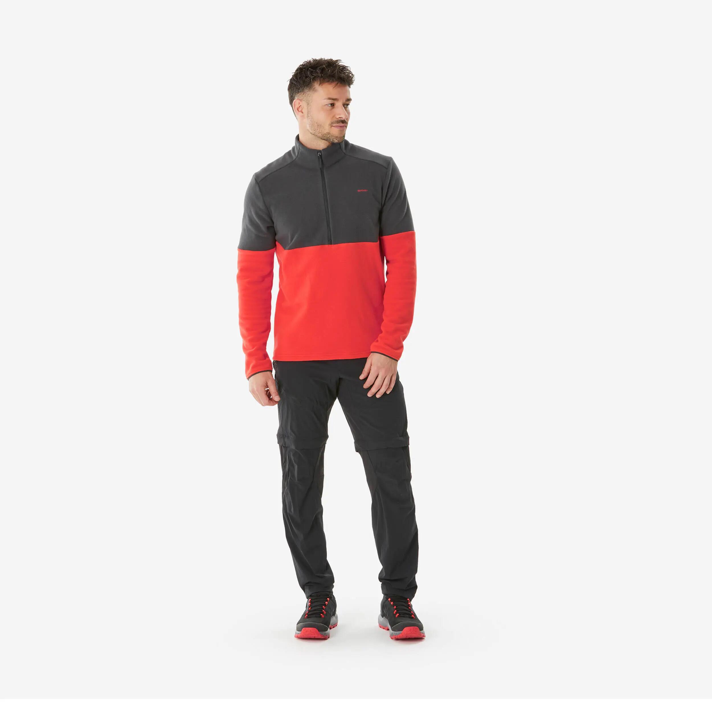 Men's Mountain Walking Half-zip Fleece MH500 - Red 2/9