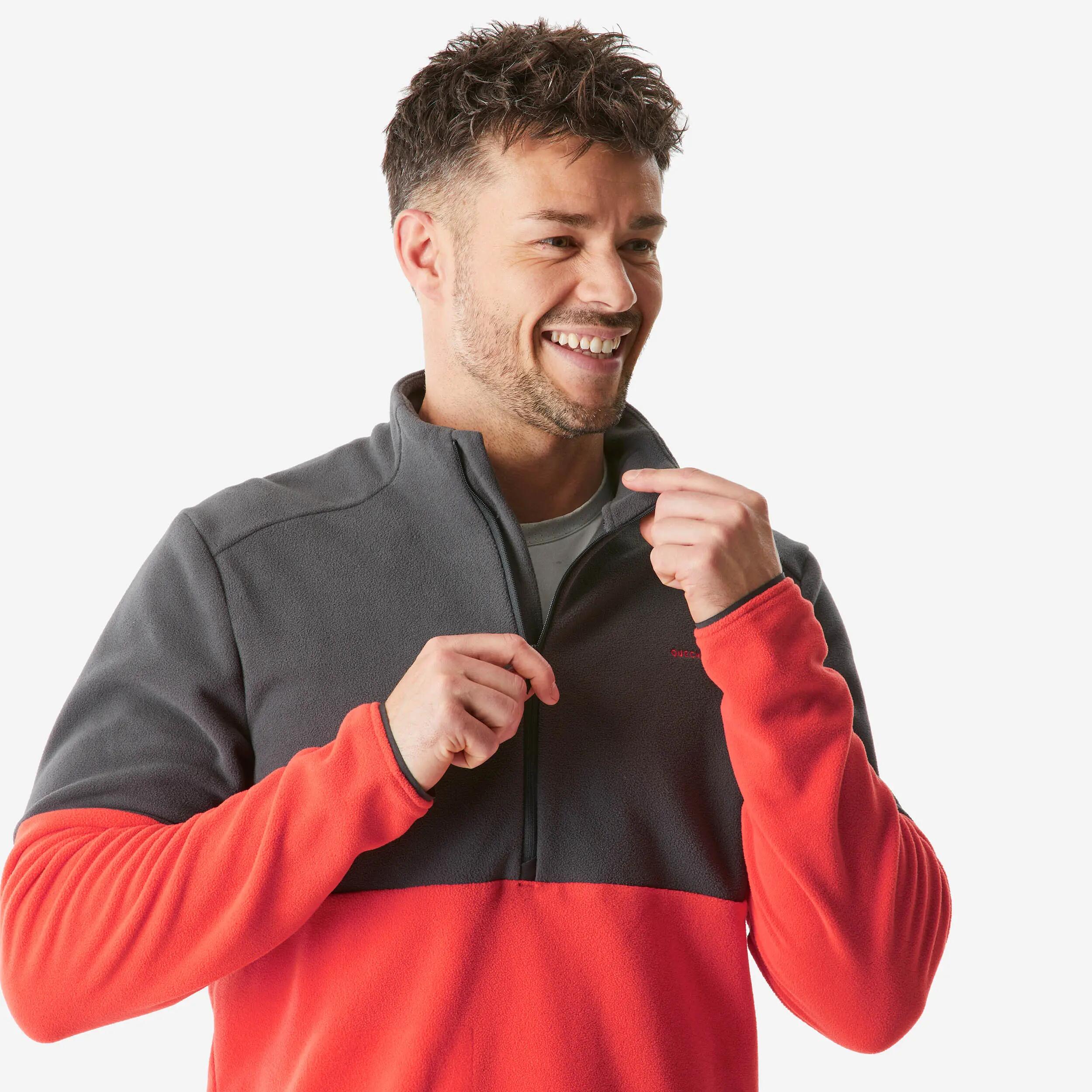 Men's Mountain Walking Half-zip Fleece MH500 - Red 7/9