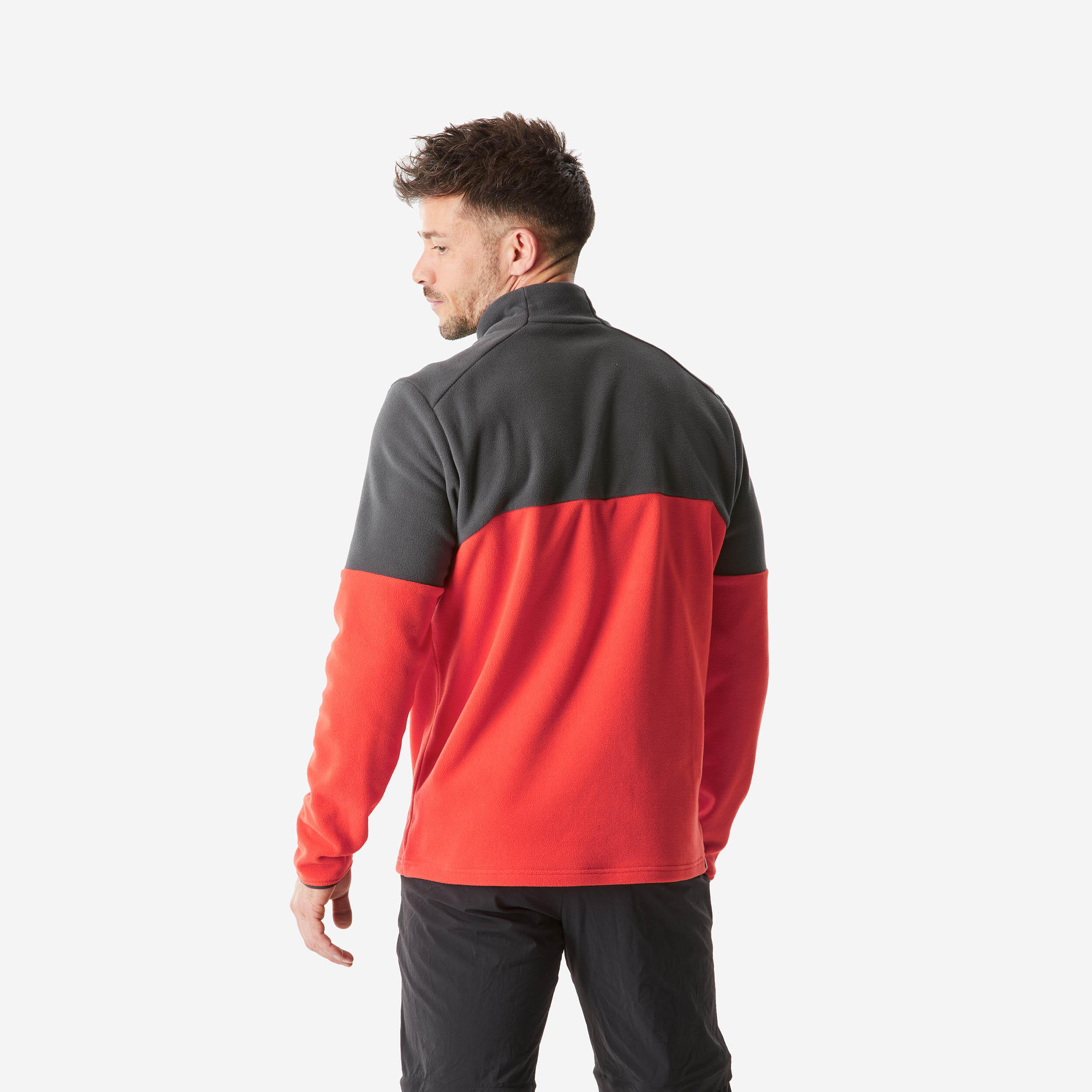 Men's Mountain Walking Half-zip Fleece MH500 - Red 5/9