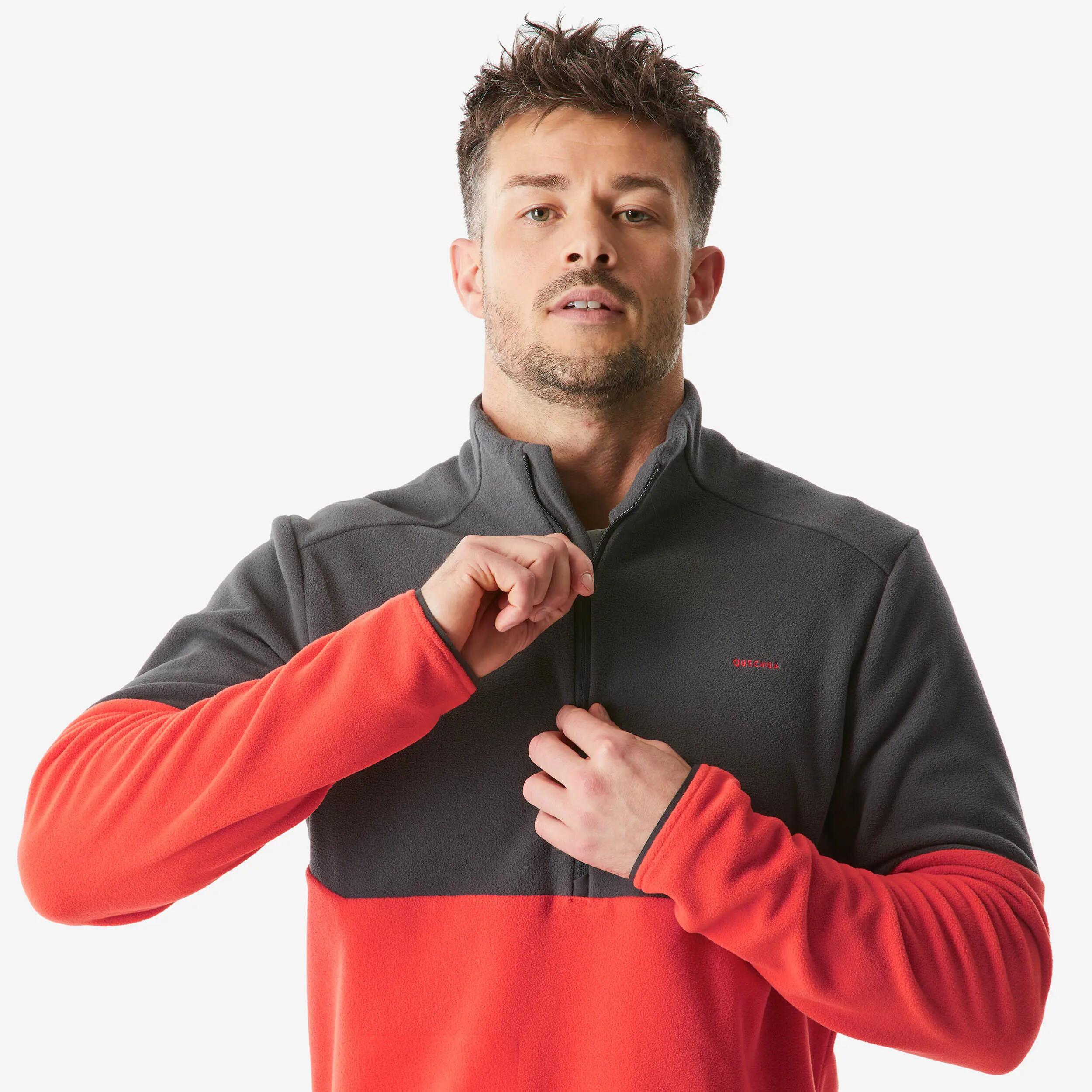 Men's Mountain Walking Half-zip Fleece MH500 - Red 6/9