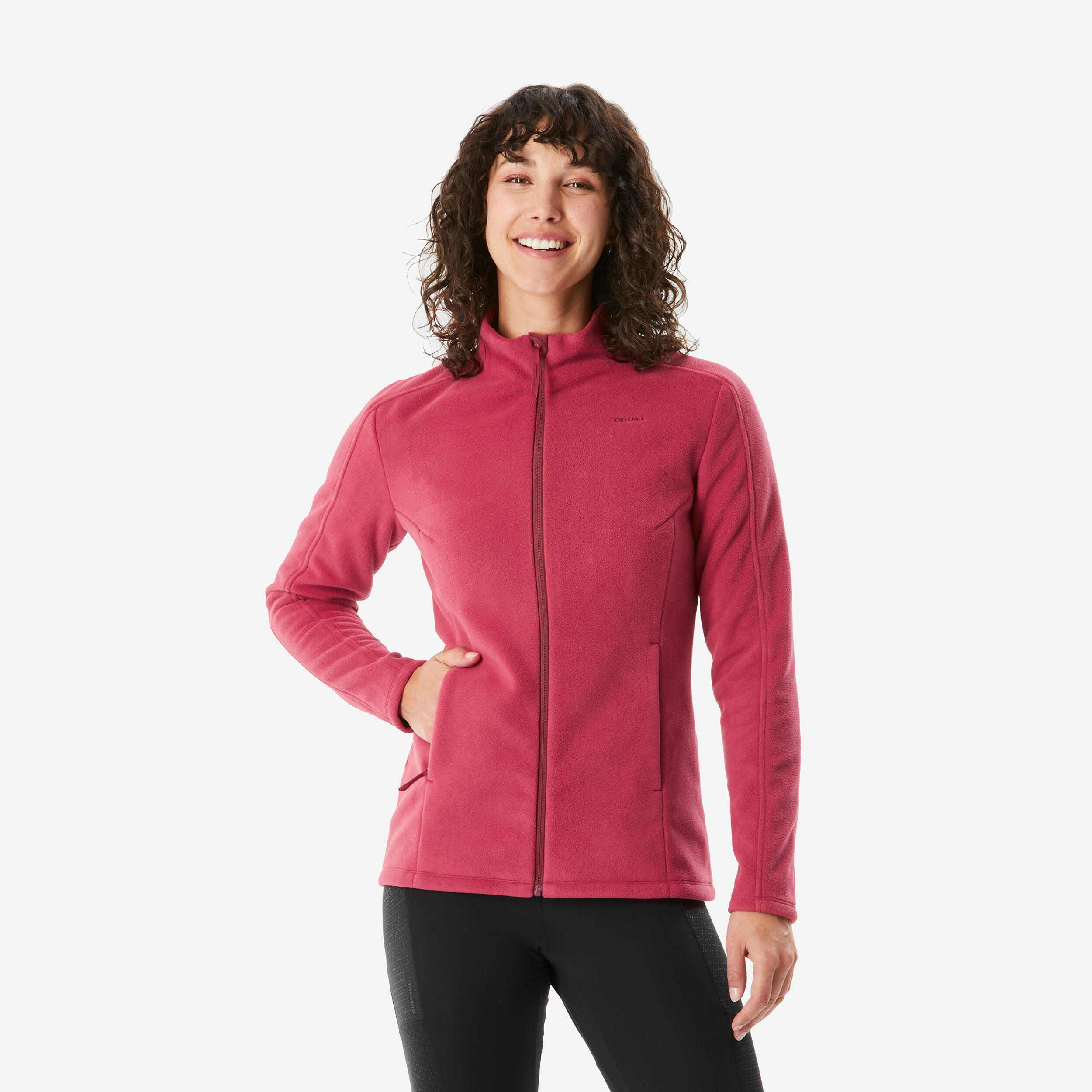 Women’s mountain hiking fleece jacket, MH500 Full Zip - Pink