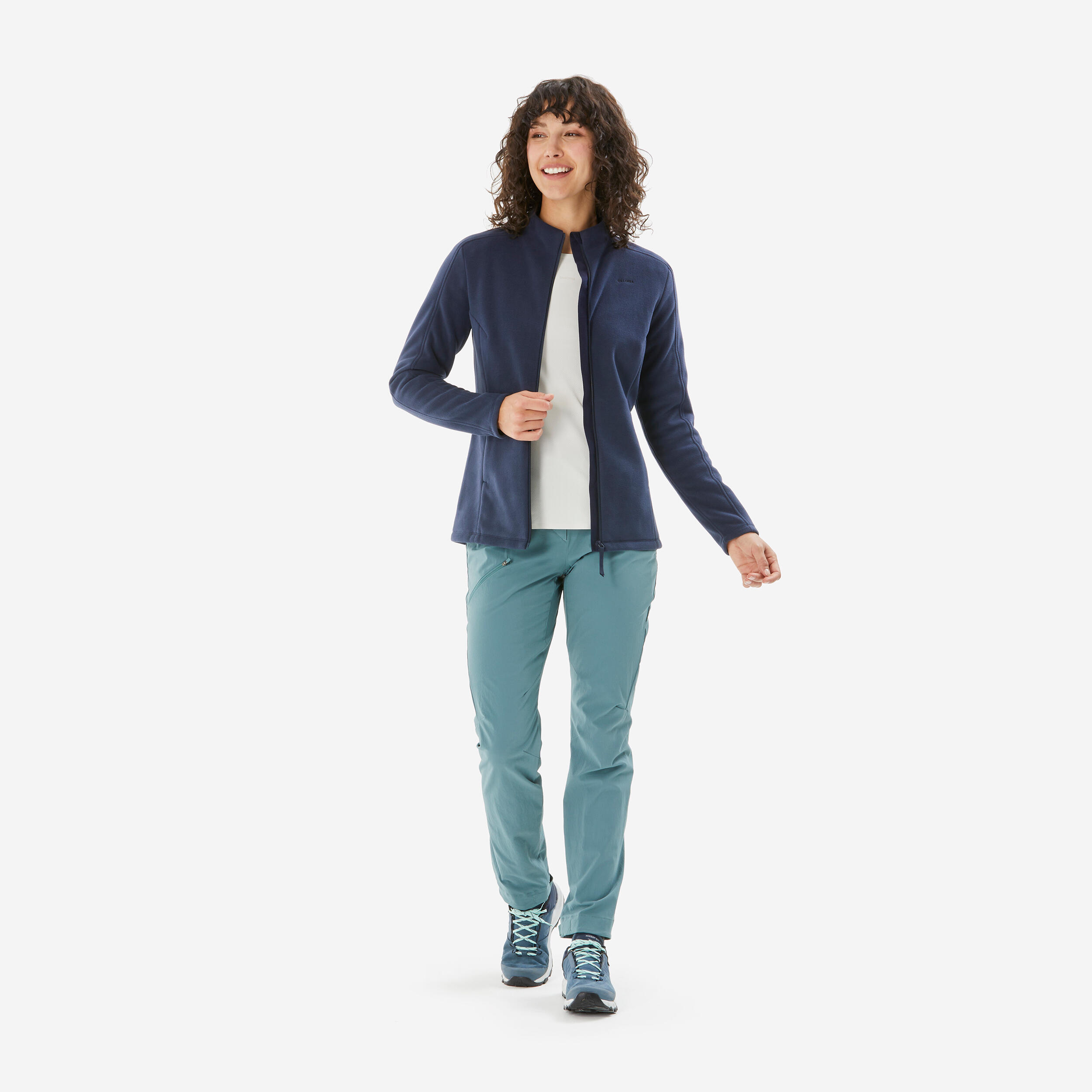 Women’s mountain hiking fleece jacket, MH500 Full Zip - Blue