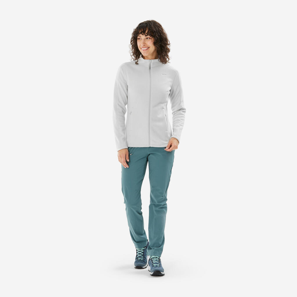 Γυναικείο fleece μπουφάν πεζοπορίας MH500 - Ανοιχτό πράσινο