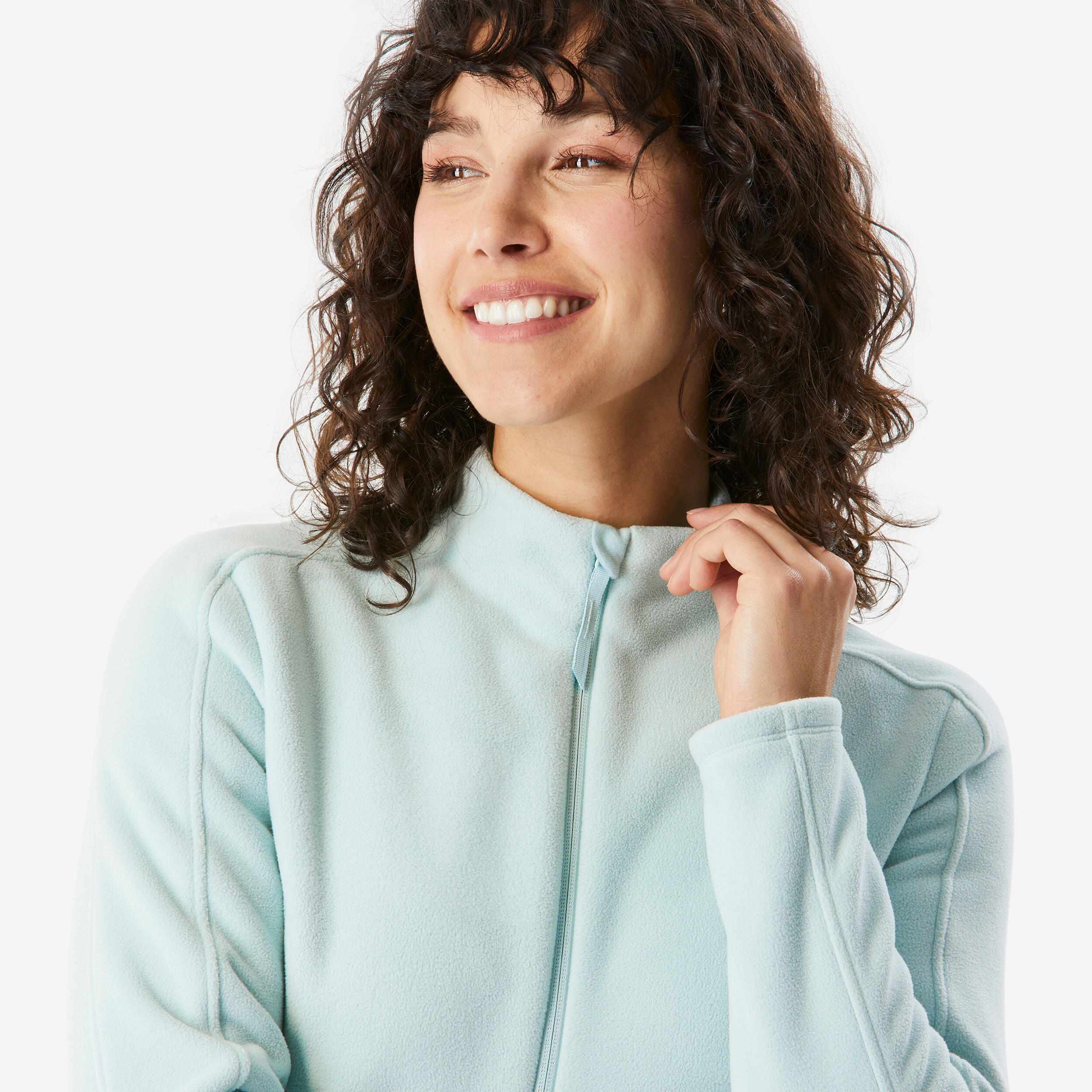 Fleece wandeljas voor dames MH 500 lichtgroen 3/5