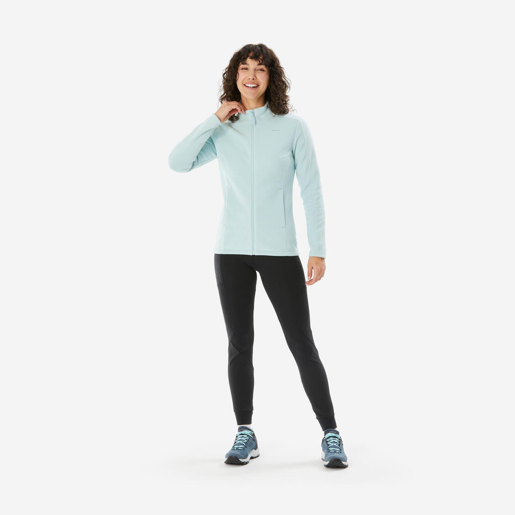 Women’s mountain hiking fleece jacket, MH500 Full Zip - Light Green