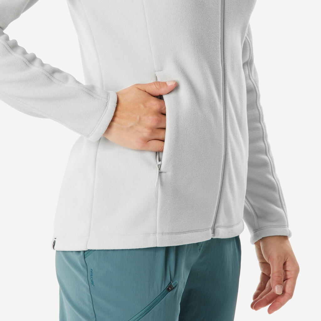 Γυναικείο fleece μπουφάν πεζοπορίας MH500 - Ανοιχτό πράσινο