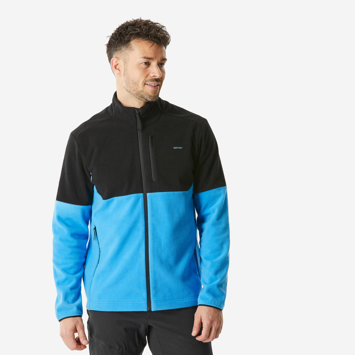 Polaire de randonnée montagne homme, MH500 full zip bleu