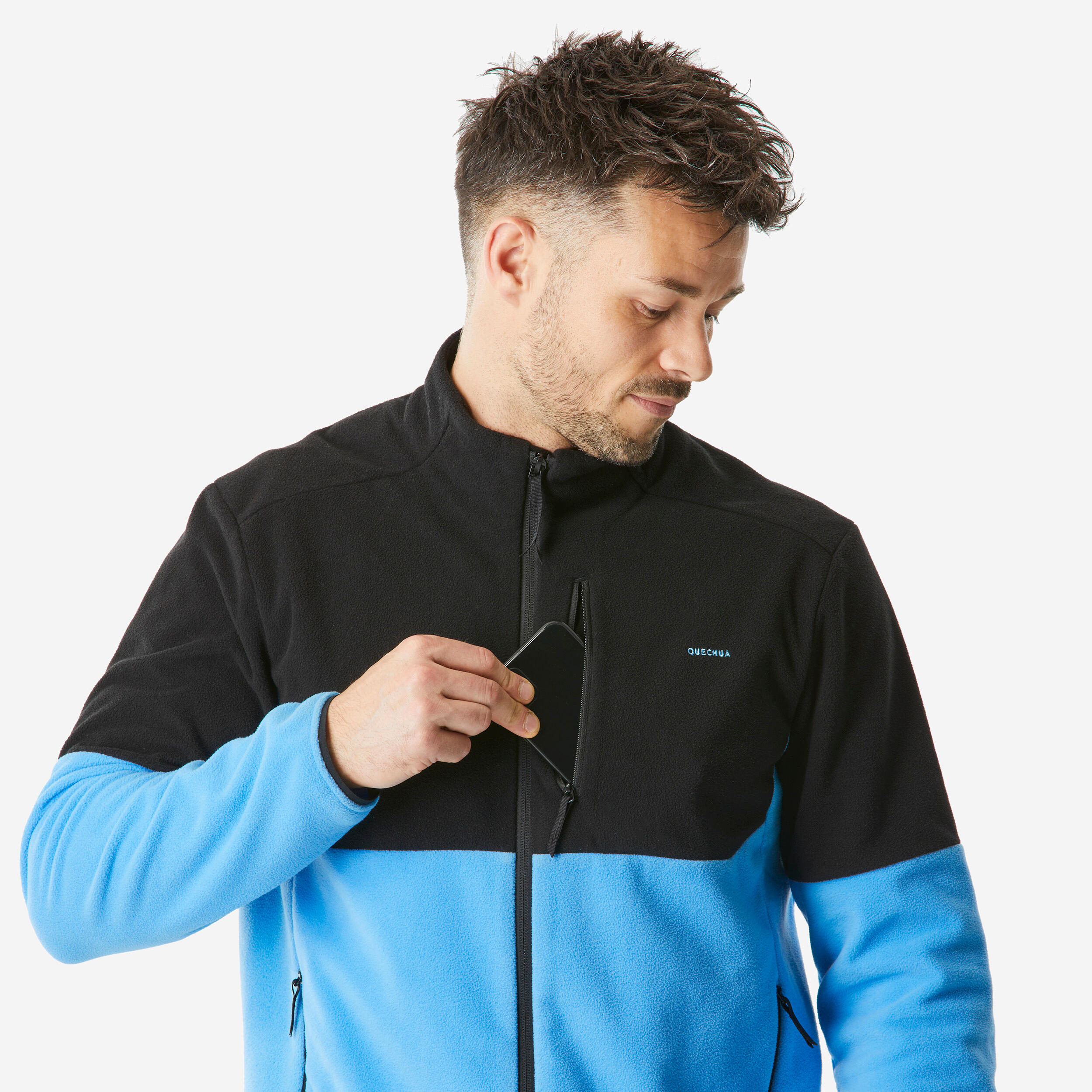 Men’s mountain hiking fleece jacket, MH500 Full Zip - Blue 5/5