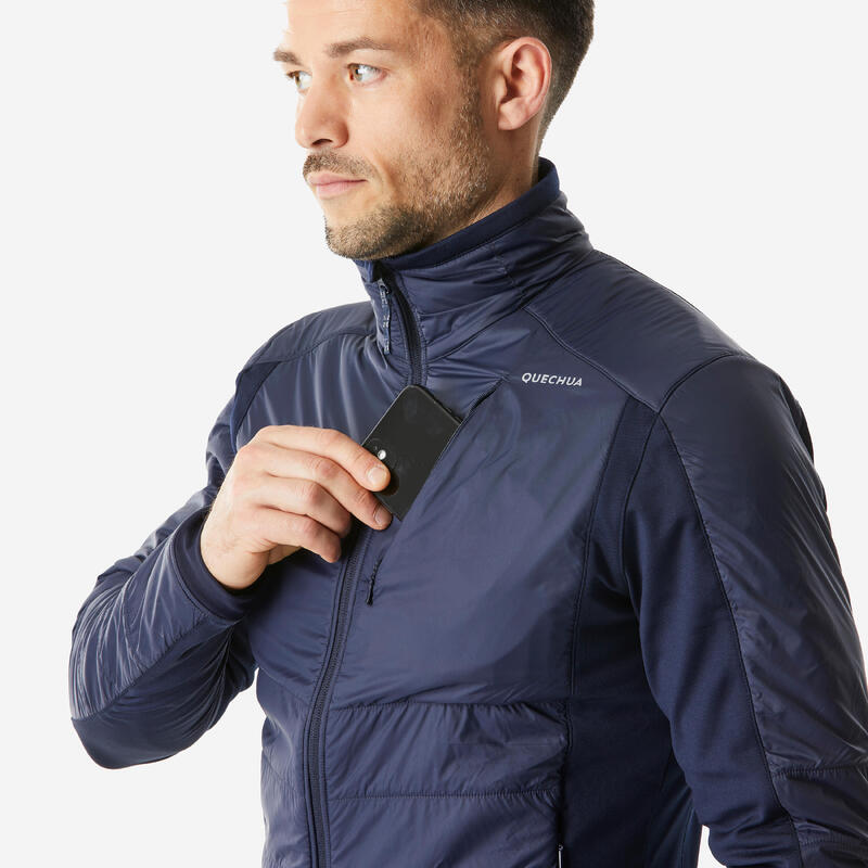 Polaire de randonnée hybride chaude homme, MH900 Mountain bleu